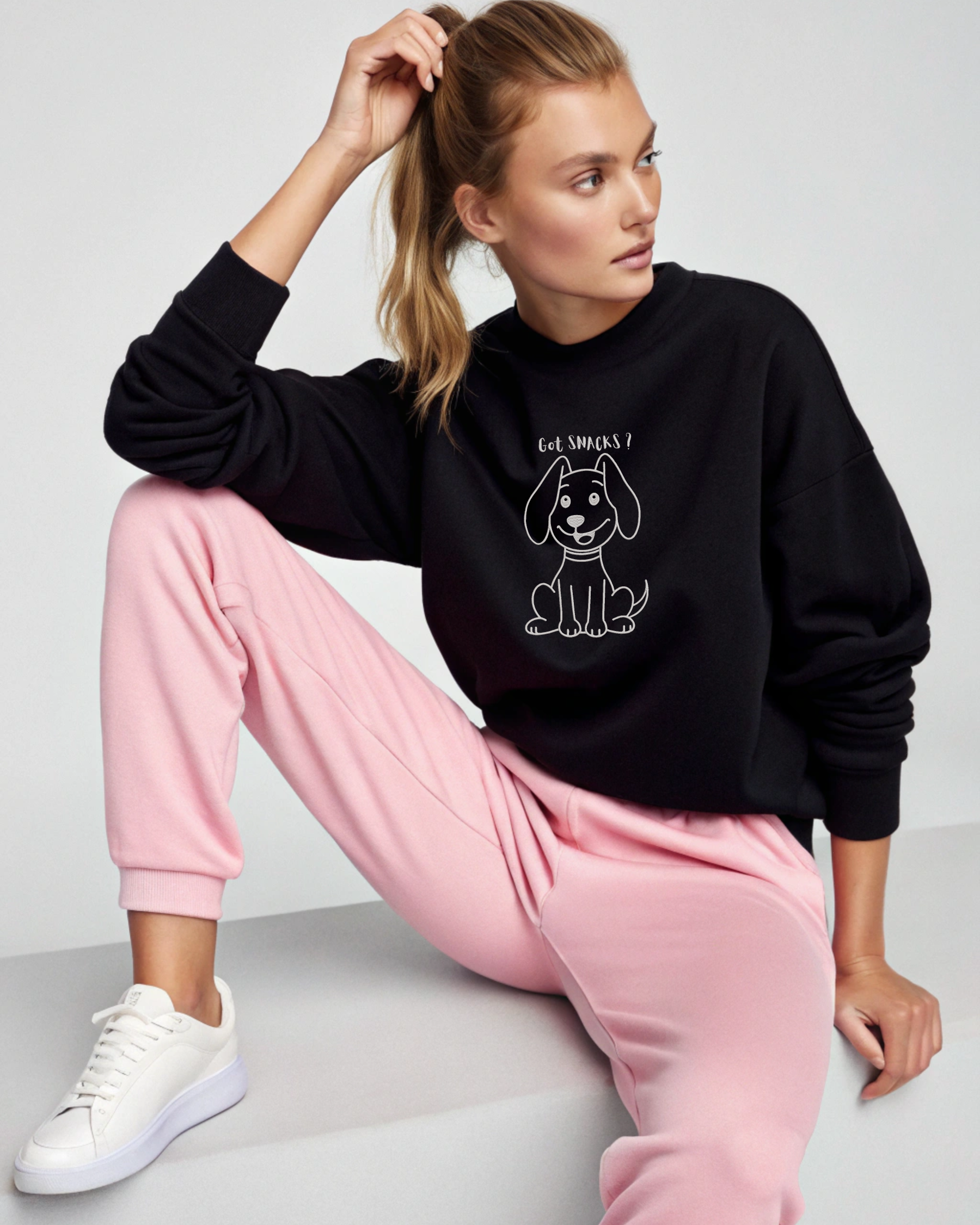 Cute Cartoon Puppy 'Got Snacks? Embroidery Hoodie | Sweatshirt | T-shirt