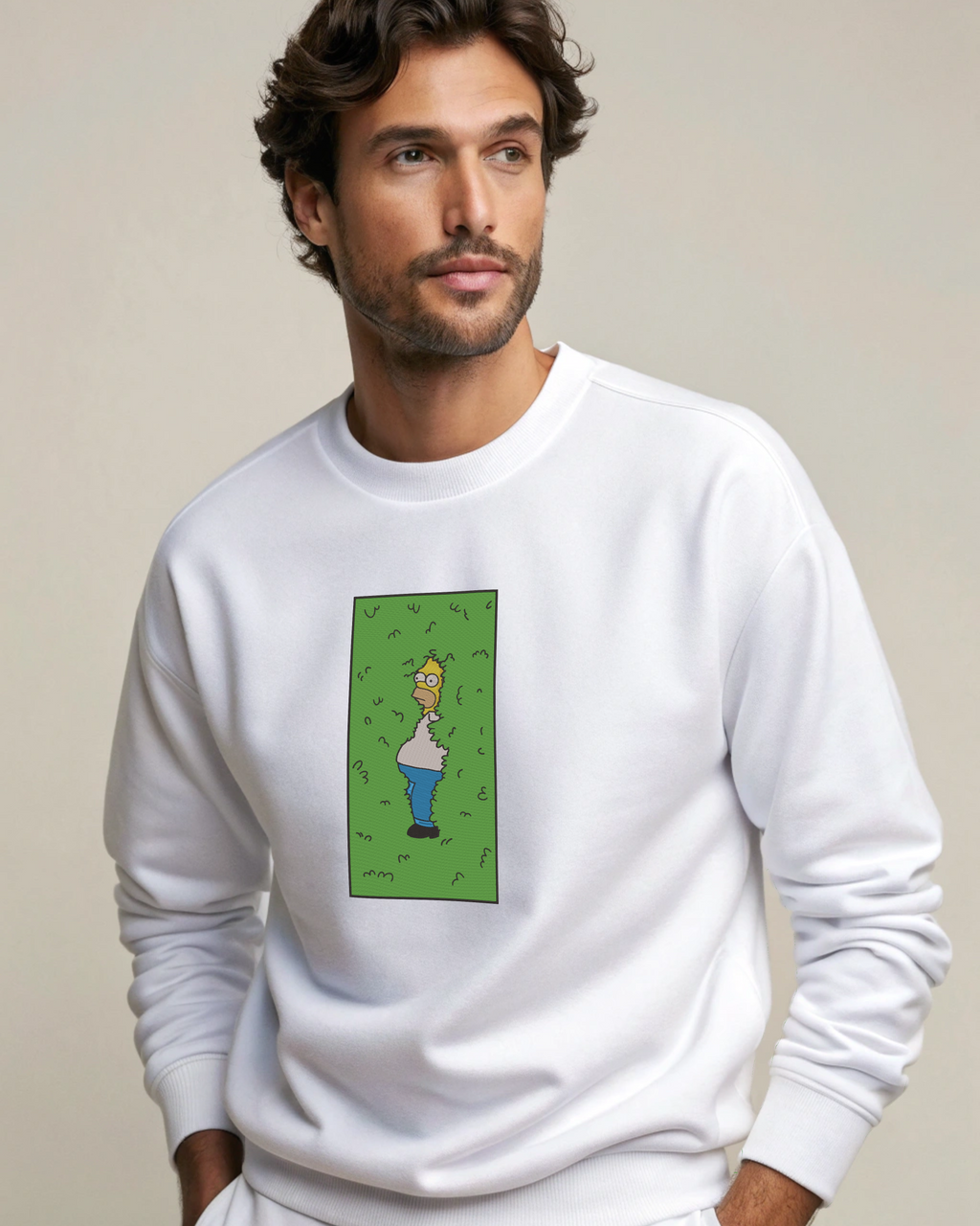 Homer Simpson Hiding in Bush Embroidery Hoodie | Sweatshirt | T-shirt