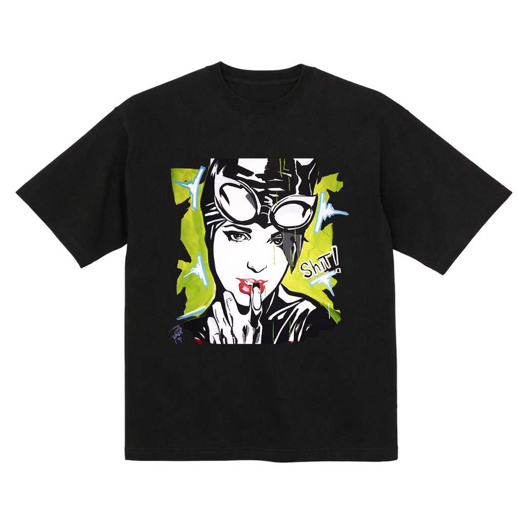 CatWoman Graffiti Poster Organic Cotton Graphic T Shirt DC Comics 200gsm