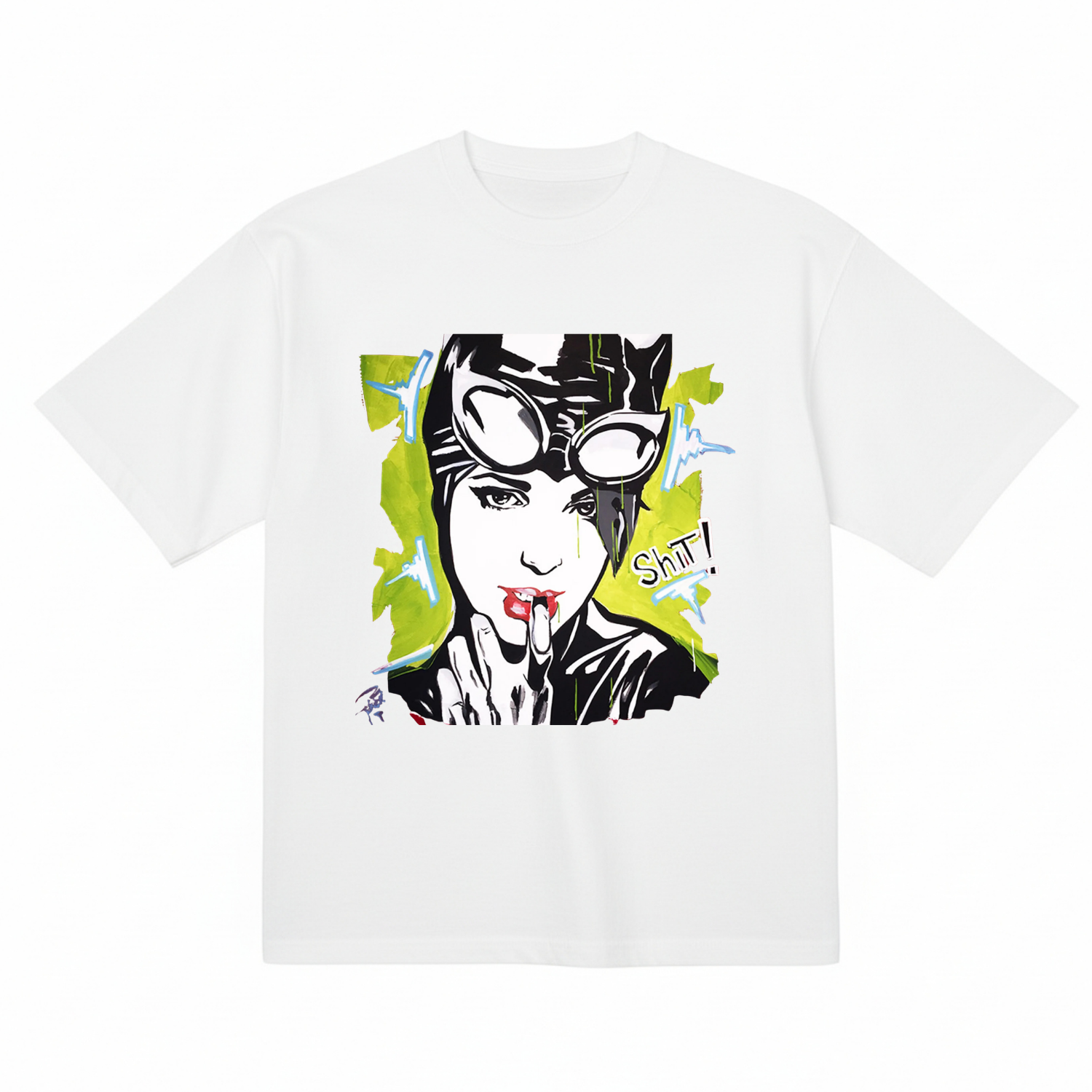 CatWoman Graffiti Poster Organic Cotton Graphic T Shirt DC Comics 200gsm