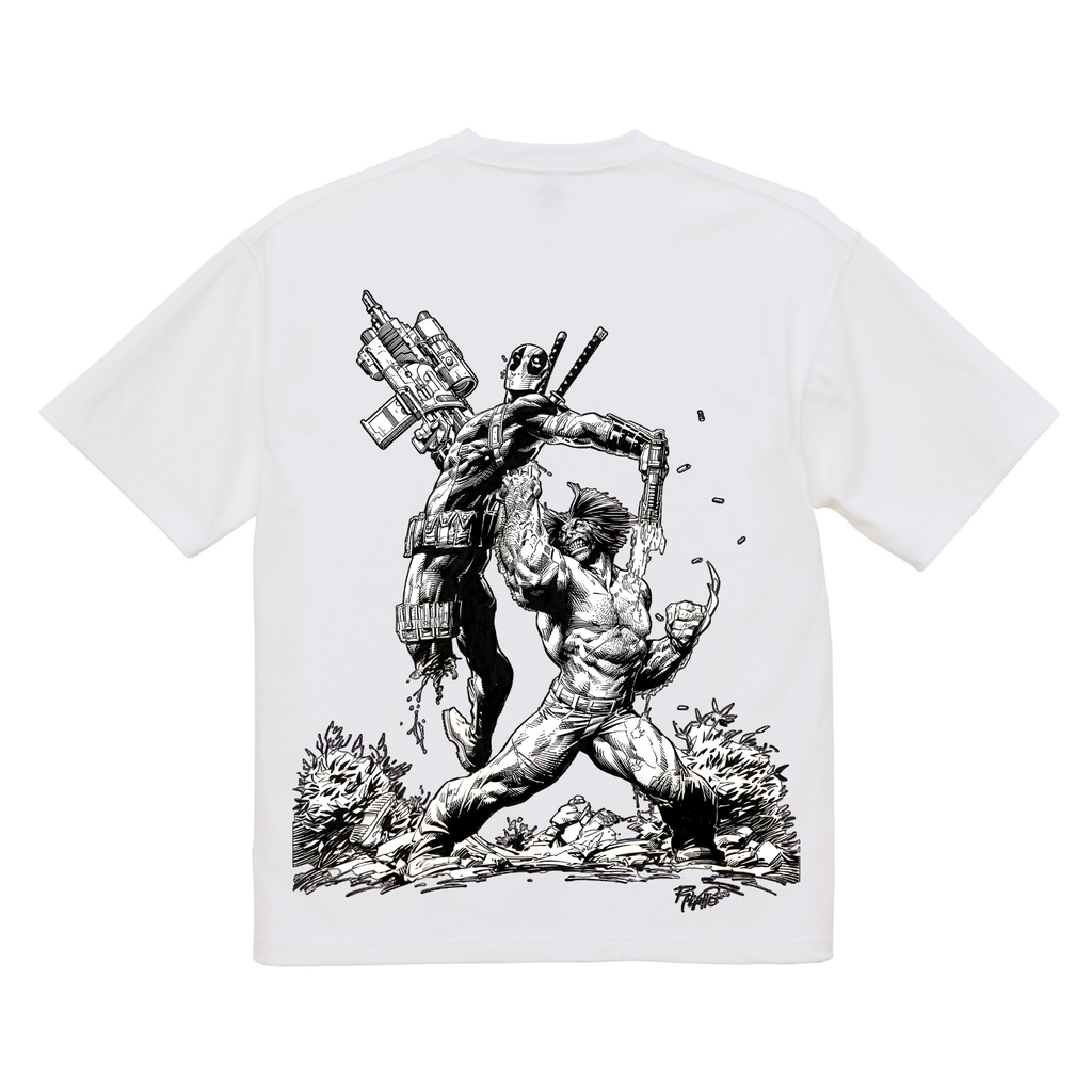 DeadPool Vs Wolverine Organic Cotton Graphic T Shirt 6.5oz 200gsm