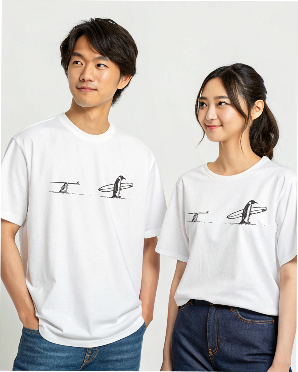 Penguin Surfing Embroidery Hoodie | Sweatshirt | T-shirt