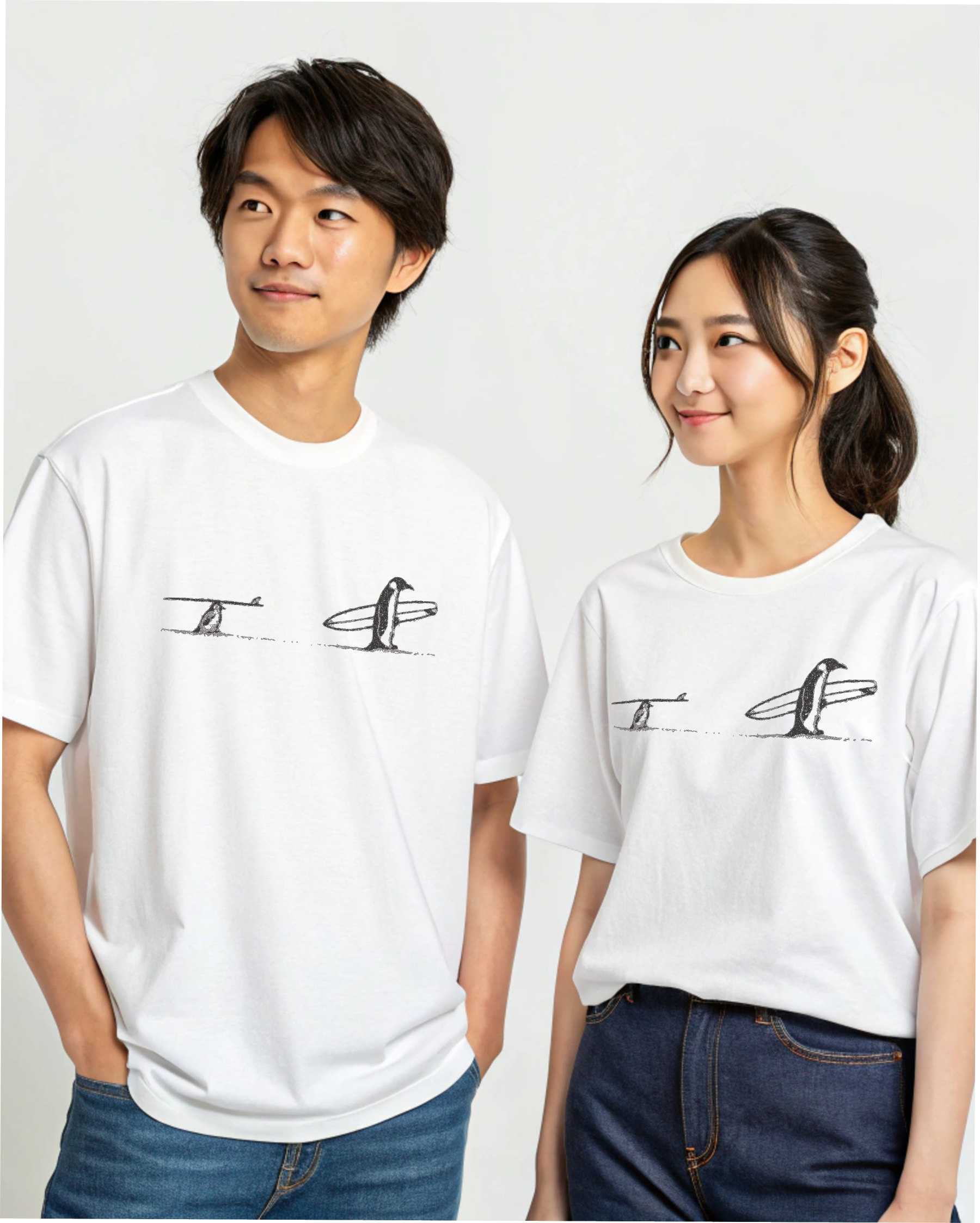 Penguin Surfing Embroidery Hoodie | Sweatshirt | T-shirt