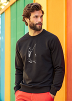 Fisherman Minimal Line Art Embroidery Hoodie | Sweatshirt | T-shirt
