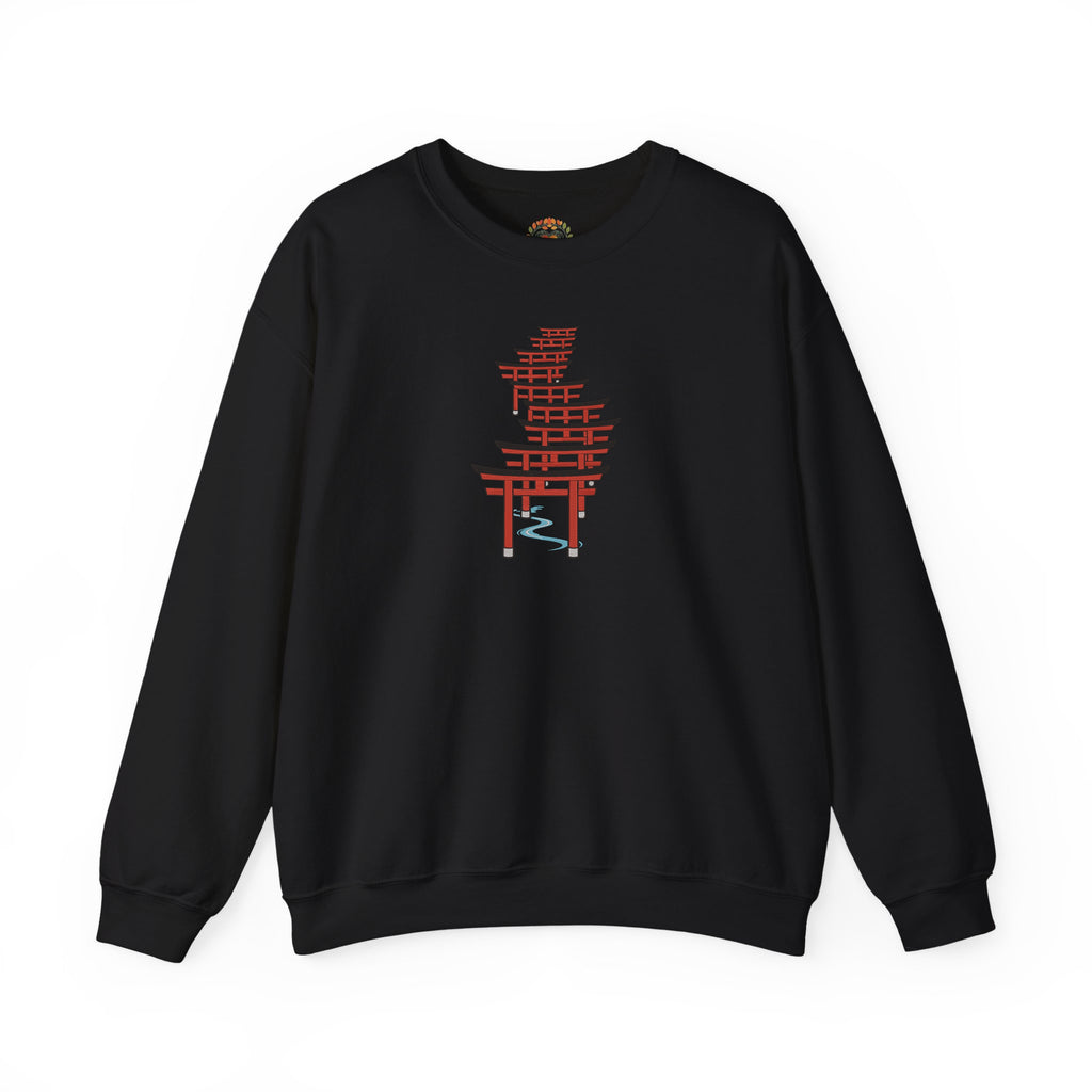 Japanese Torii Gate Heavyweight Embroidered Hoodie and Sweatshirt