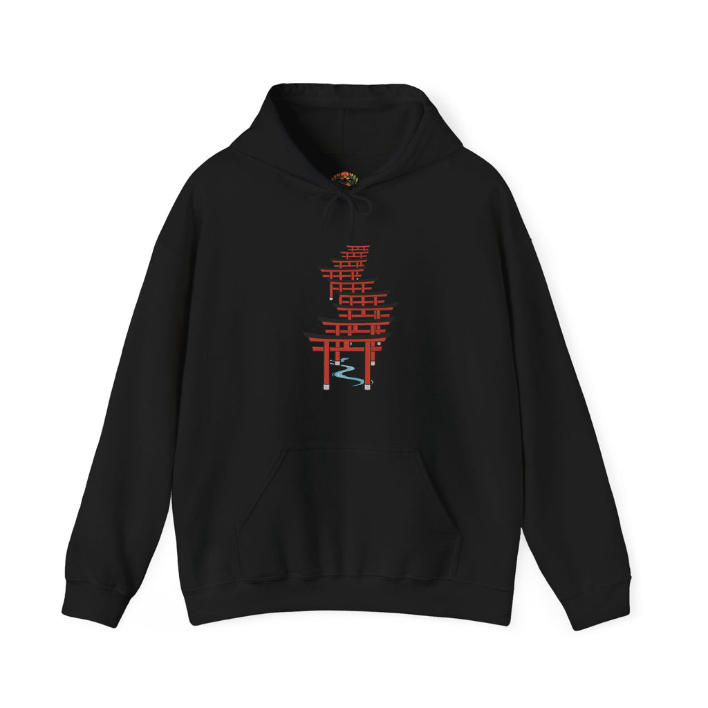 Japanese Torii Gate Heavyweight Embroidered Hoodie and Sweatshirt