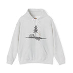 Sudadera con capucha y bordado de carpa, pino, fogata y lago | Sudadera | Camiseta