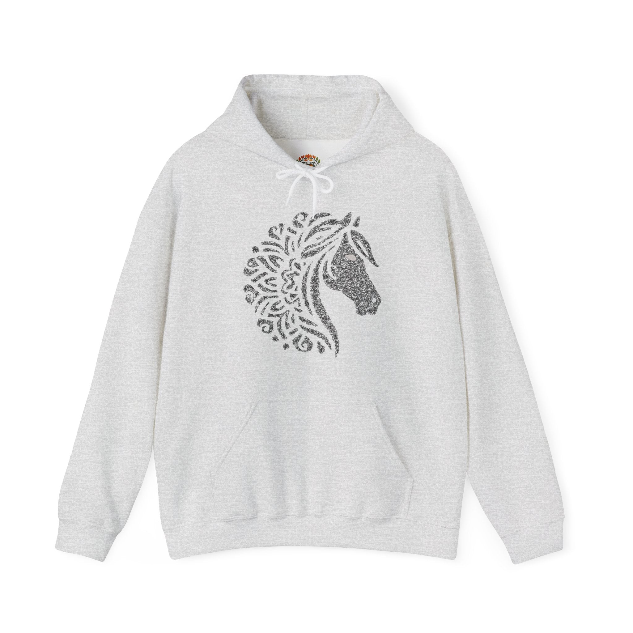 Abstract Stallion Floral Mandala Horse Head | Boho Equestrian Embroidery Hoodie | Sweatshirt