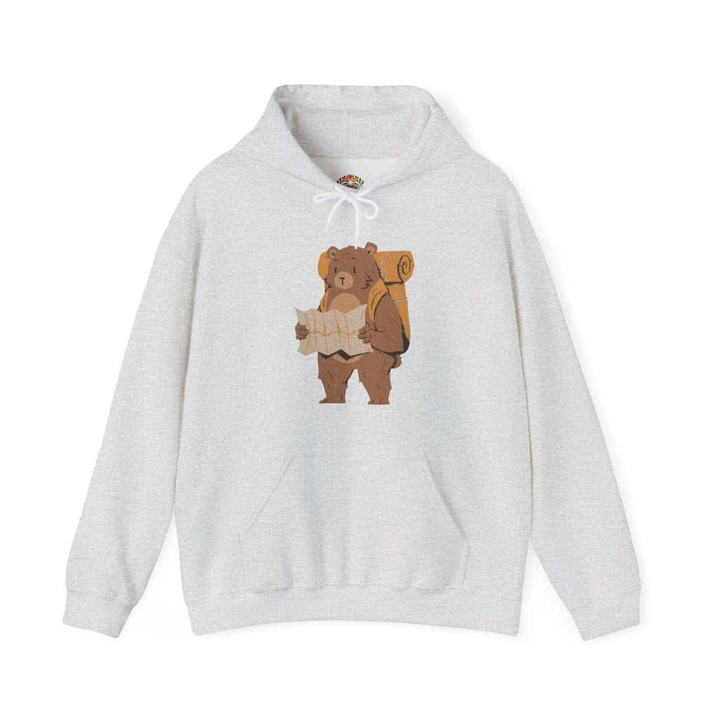 Nature Lover Bear Hiker Reading Map Embroidery Hoodie | Sweatshirt | T-shirt