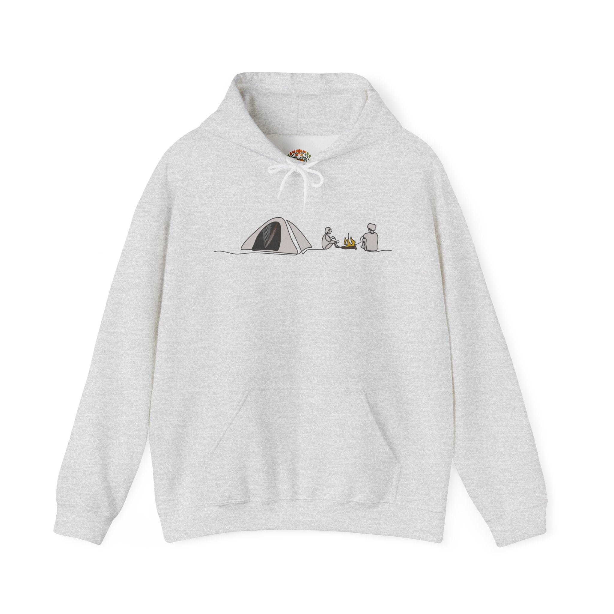 Camping Tent with Campfire and Friends Embroidery Hoodie | Sweatshirt | T-shirt