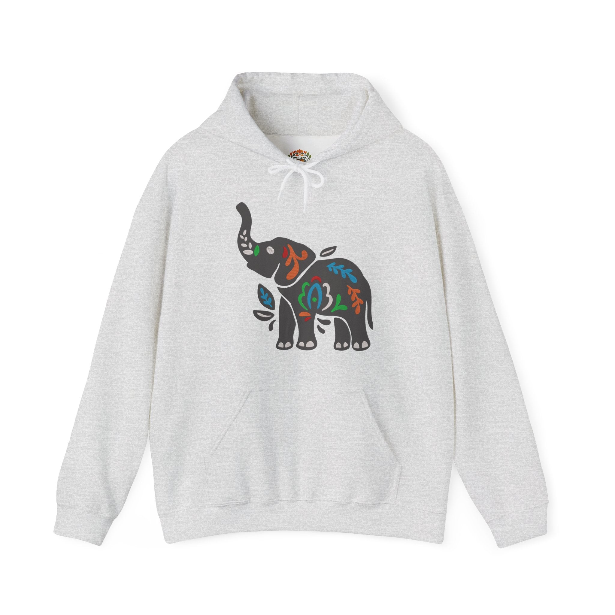 Boho Colorful Floral Tribal Elephant Embroidery Hoodie | Sweatshirt
