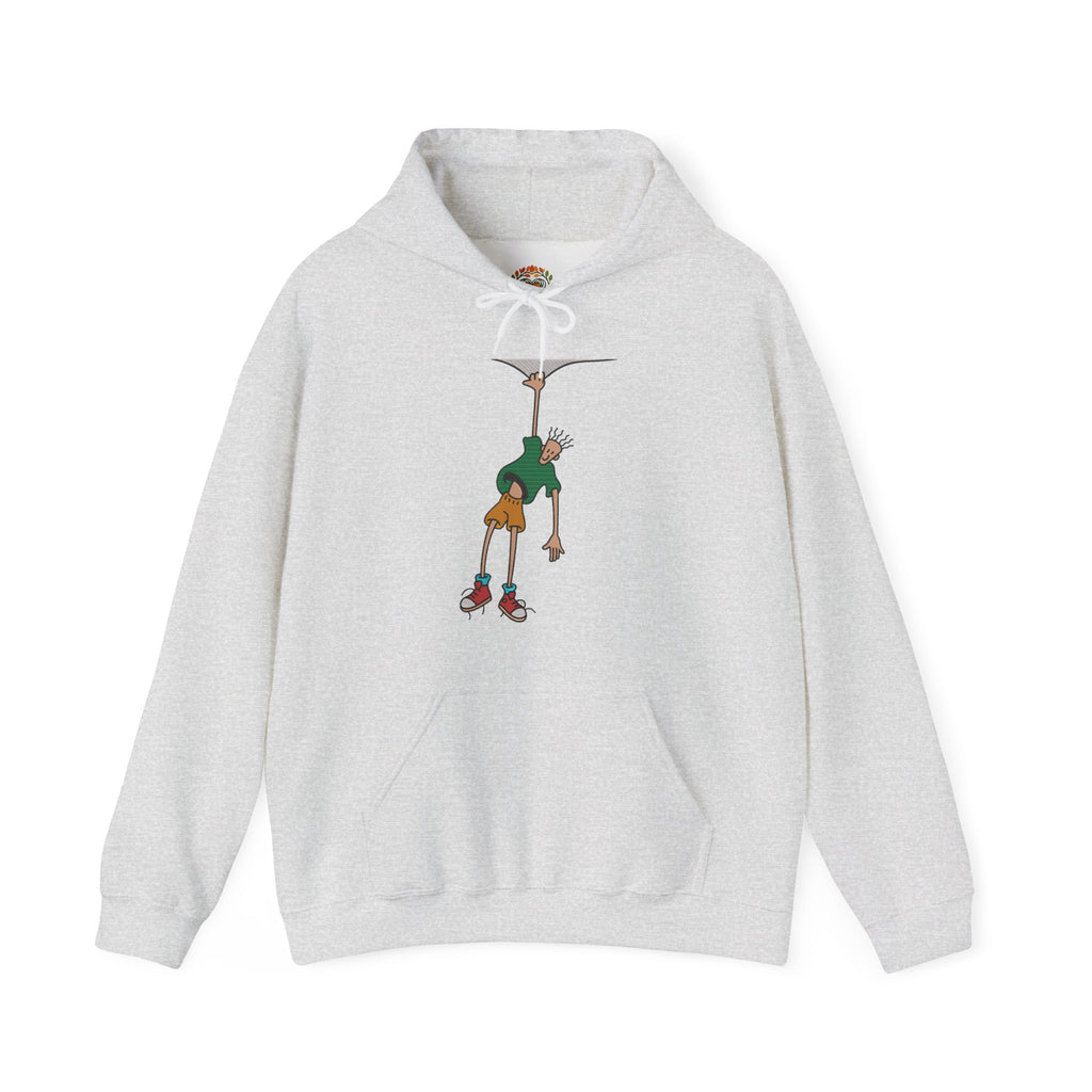 Man Hanging Mountain Cartoon Climber Embroidery Hoodie | Sweatshirt | T-shirt
