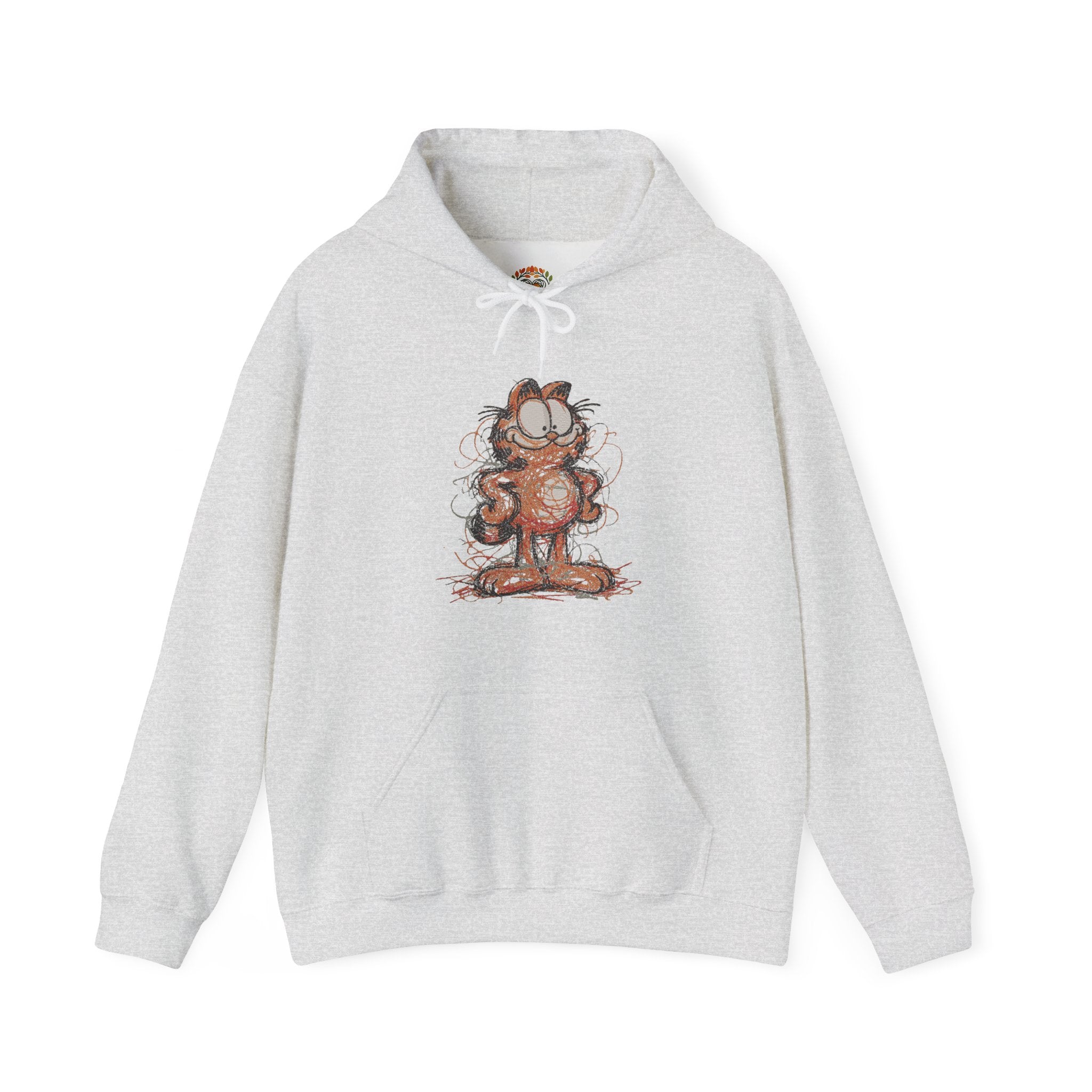 Vintage Cartoon Comic Sketchy Garfield Scribble Cat Embroidery Hoodie | Sweatshirt | T-shirt