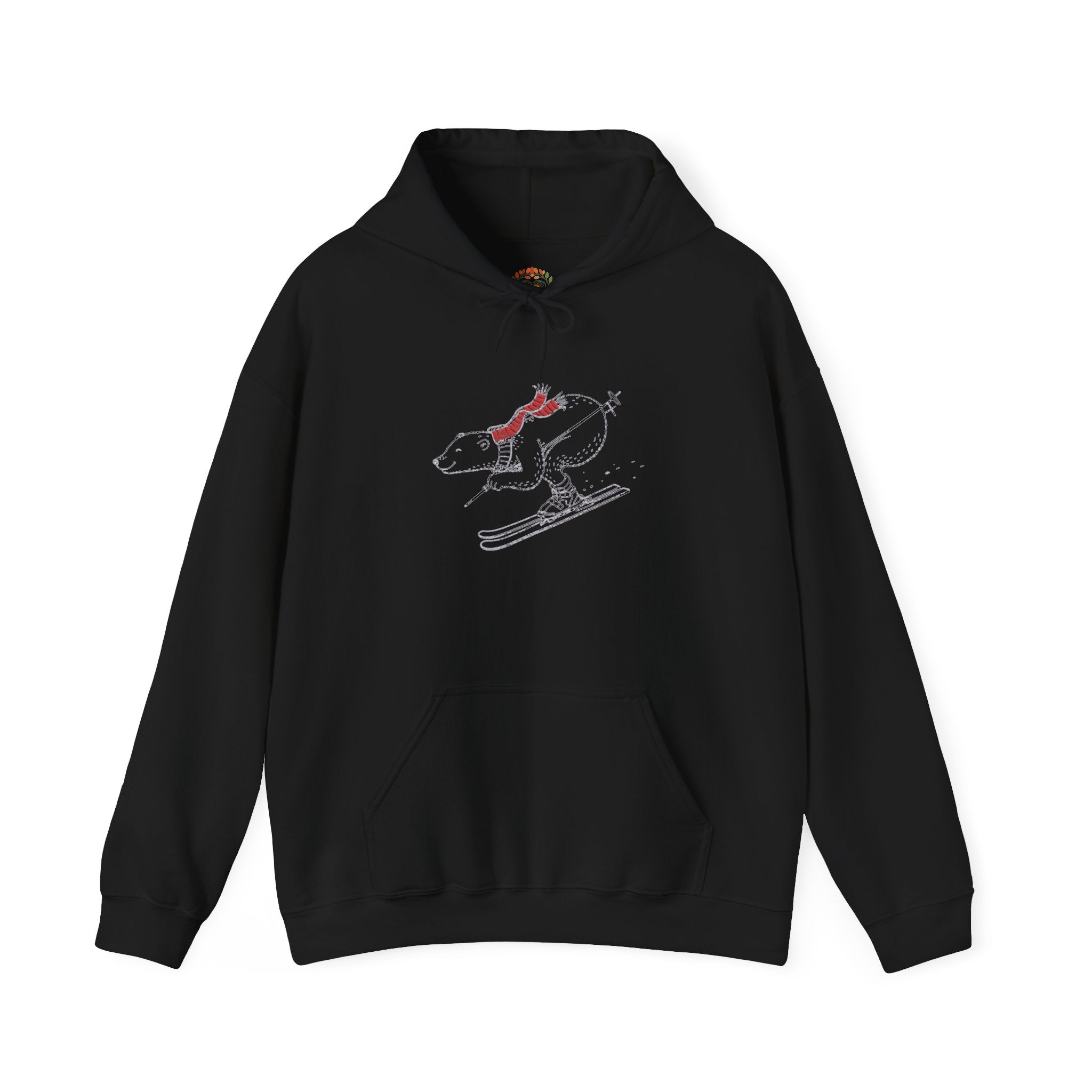 Skiing Polar Bear Embroidered Hoodie | Sweatshirt