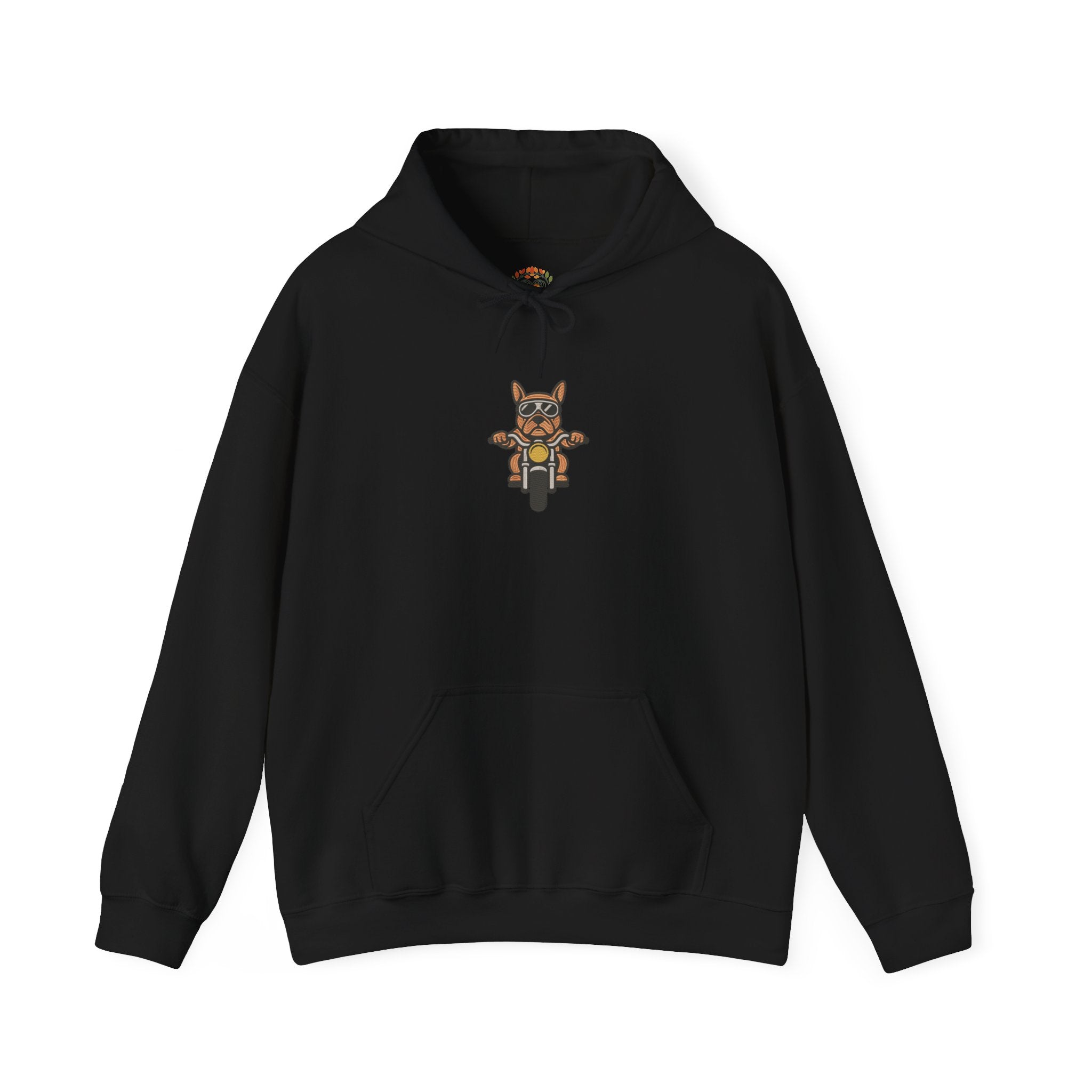 French Bulldog Riding Motorcycle Embroidery Hoodie | Sweatshirt | T-shirt