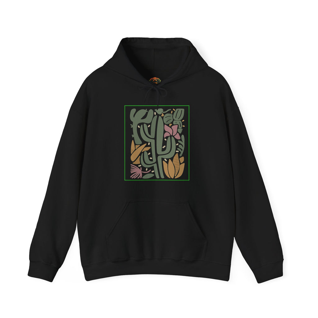 Sudadera con capucha bordada con ilustración floral de cactus del desierto | Sudadera