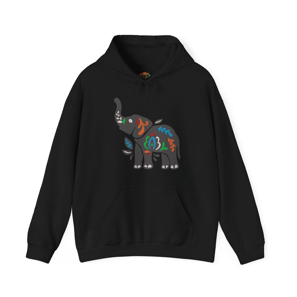 Boho Colorful Floral Tribal Elephant Embroidery Hoodie | Sweatshirt