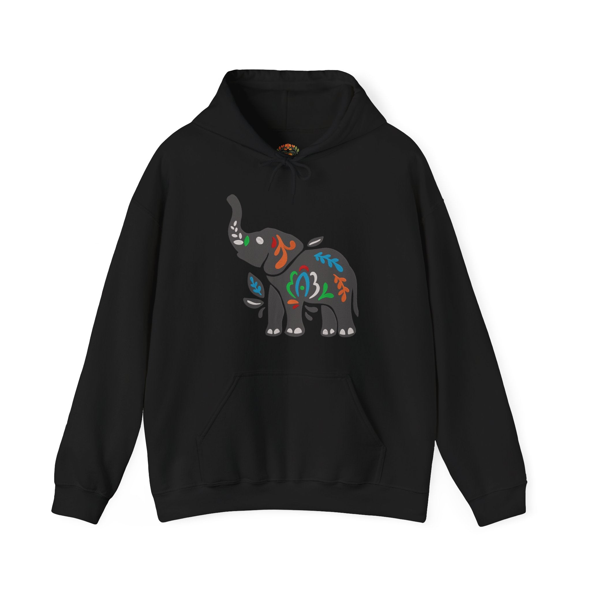Boho Colorful Floral Tribal Elephant Embroidery Hoodie | Sweatshirt