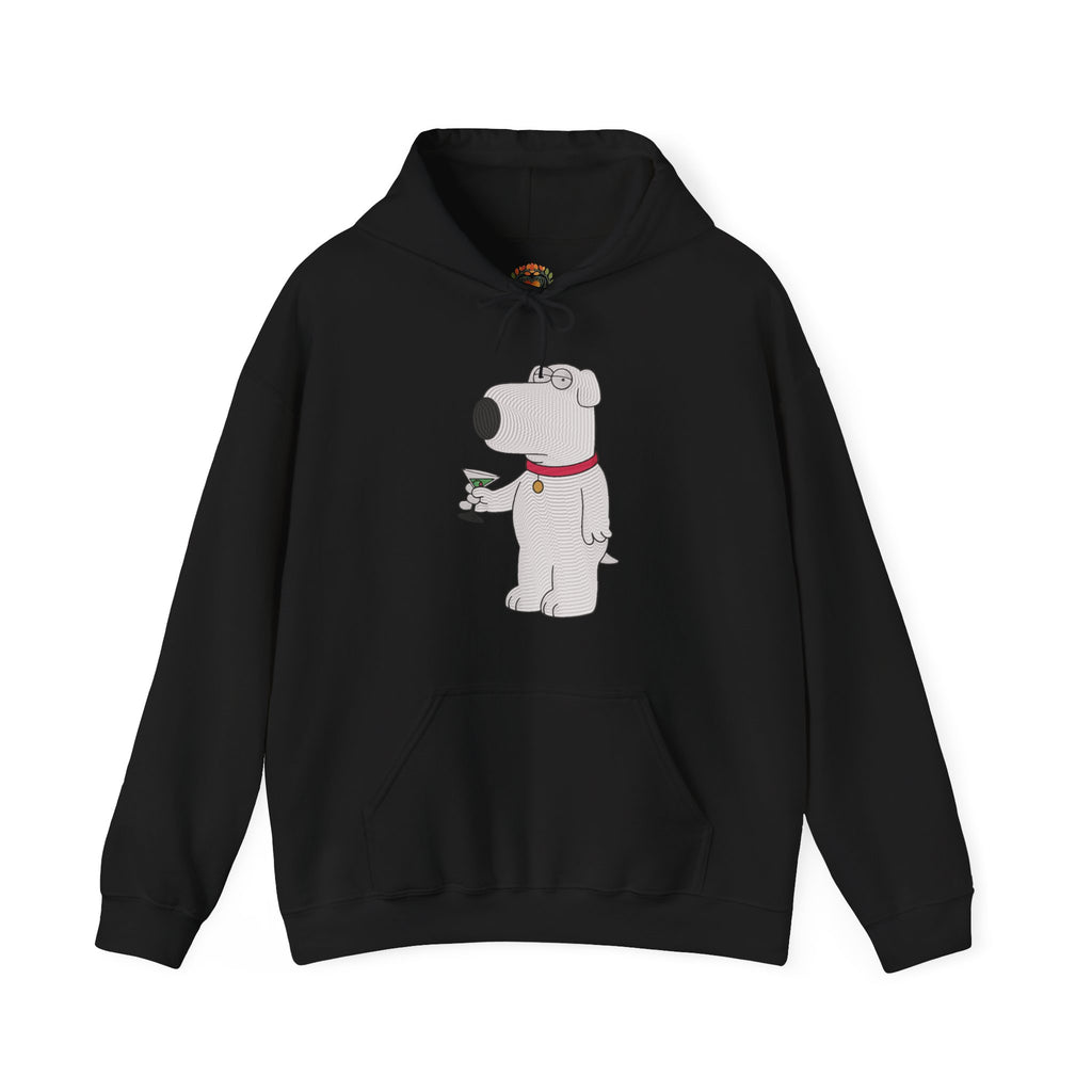 FamilyGuy Brian Holding Martini Funny Pet Cocktail Hilarious Embroidery Hoodie | Sweatshirt | T-shirt