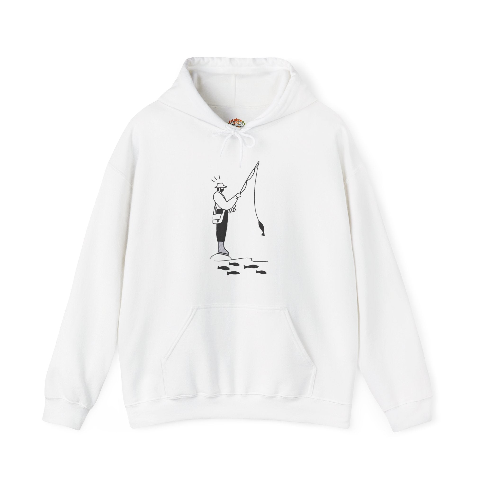 フィッシャーマン ミニマルラインアート 刺繍 パーカー | スウェットシャツ | Tシャツ