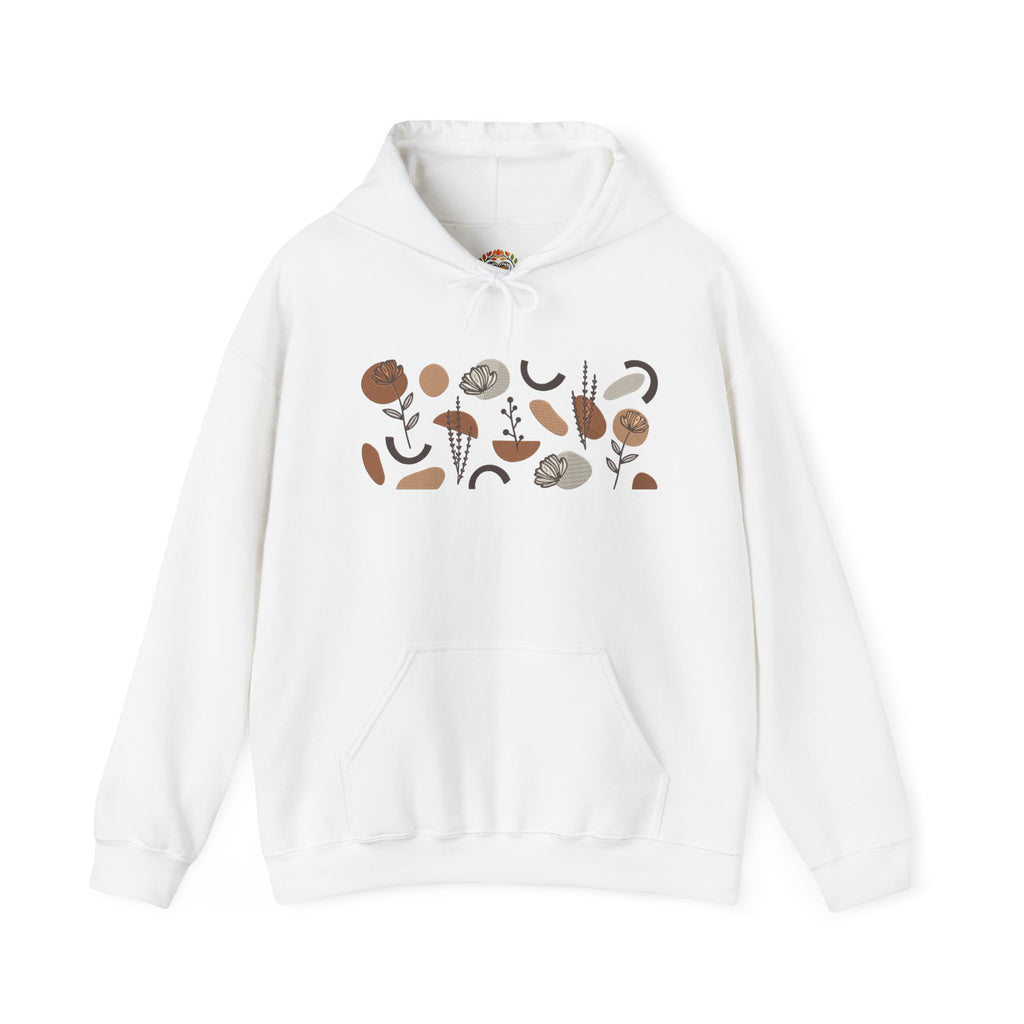 Boho Abstract Earth Tone Minimal Organic Pattern Embroidery Hoodie | Sweatshirt