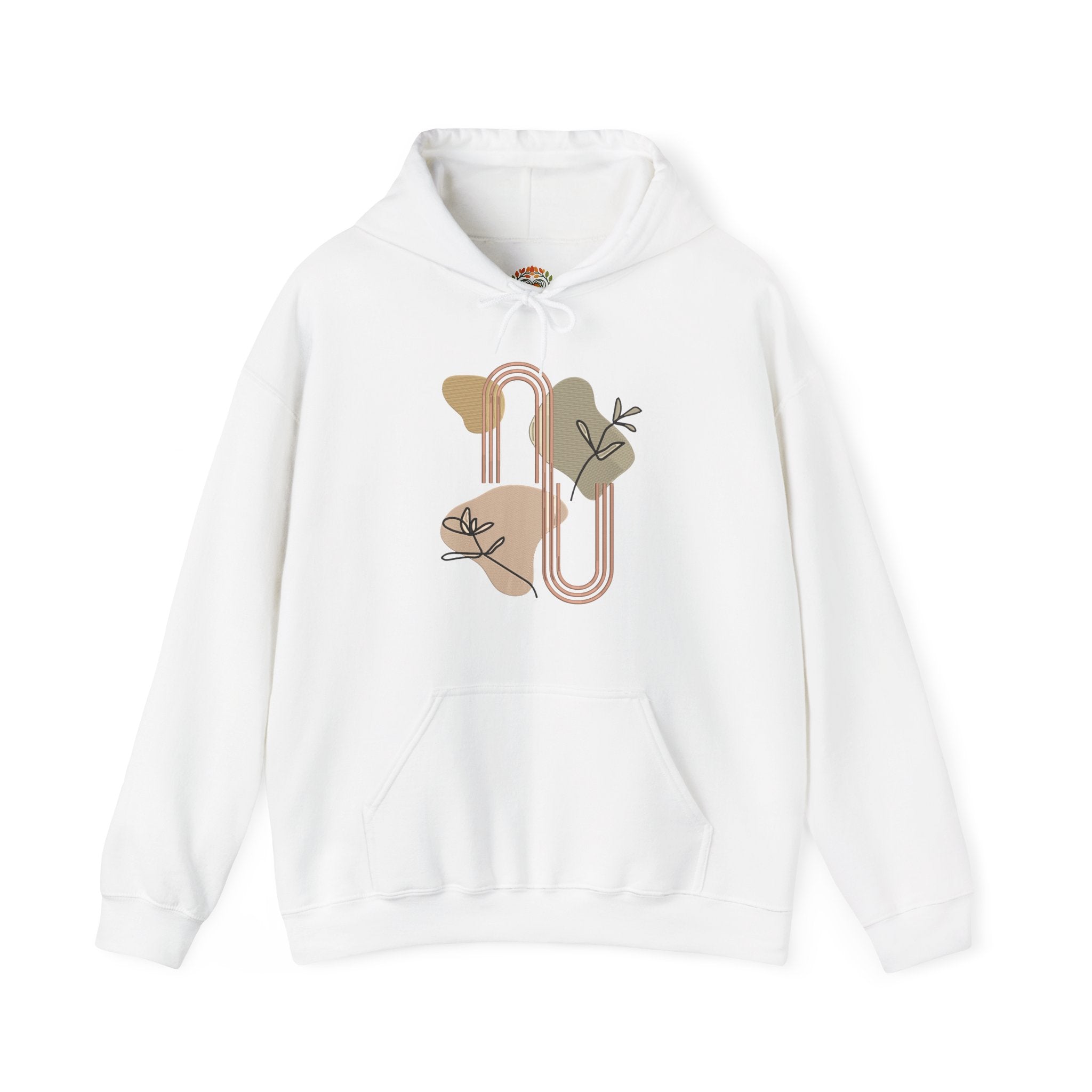 アースカラーのアブストラクトなボタニカル刺繍パーカー | スウェットシャツ | Tシャツ