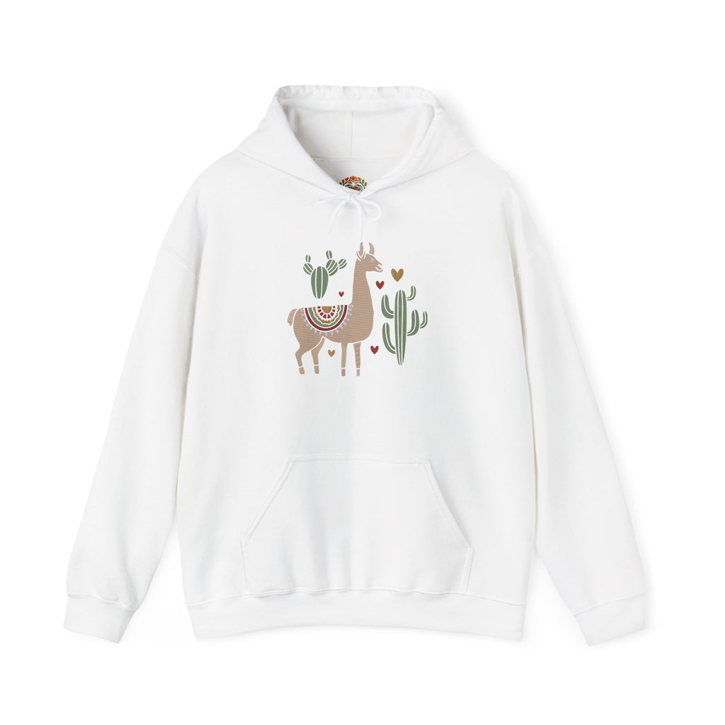 Sudadera con capucha y bordado de llama bohemia con ilustración de cactus de animales del suroeste | Sudadera | Camiseta