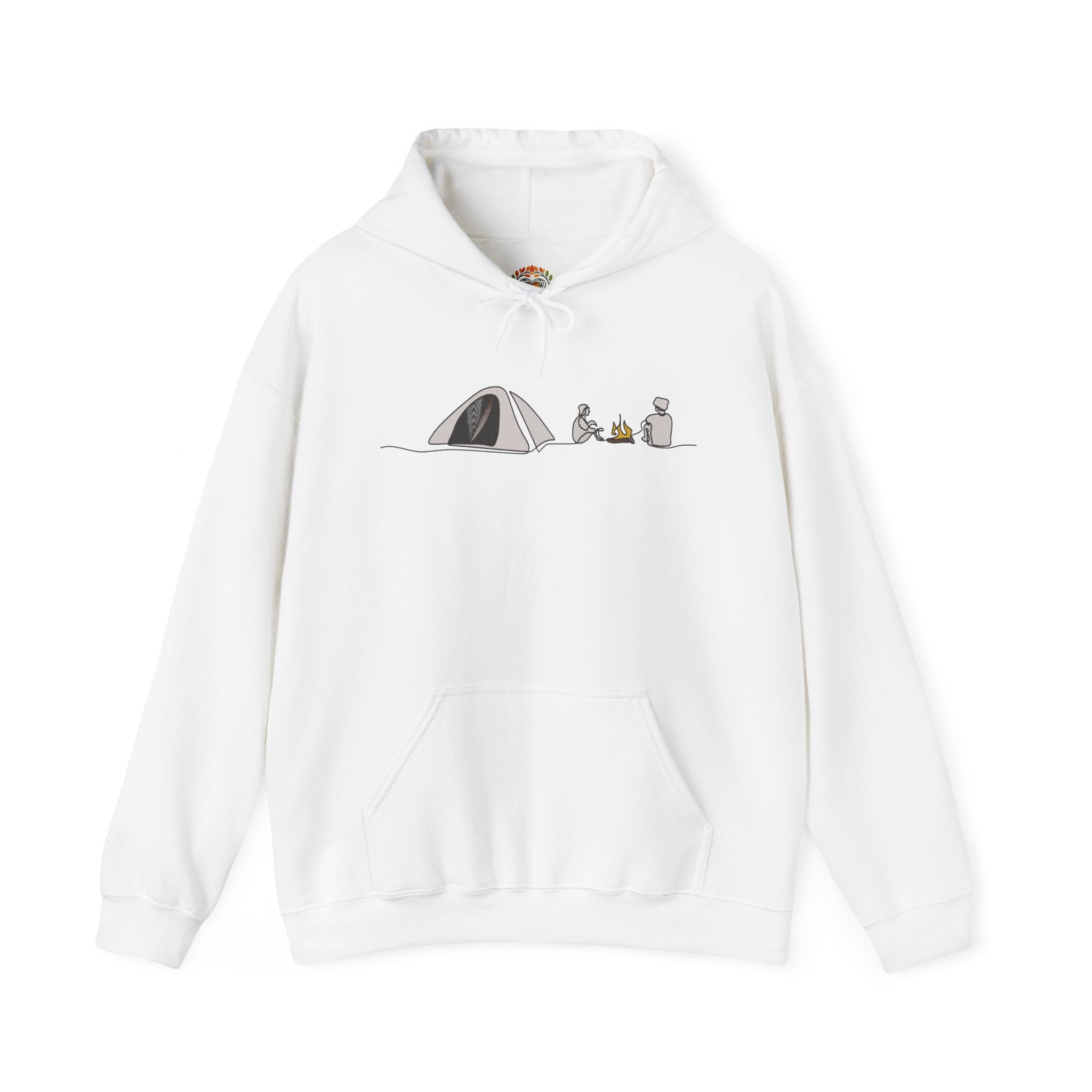 Camping Tent with Campfire and Friends Embroidery Hoodie | Sweatshirt | T-shirt