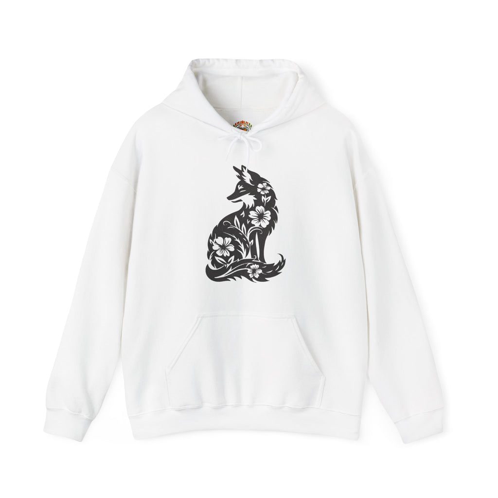 Floral Fox Botanical Silhouette with Flowers Embroidery Hoodie | Sweatshirt