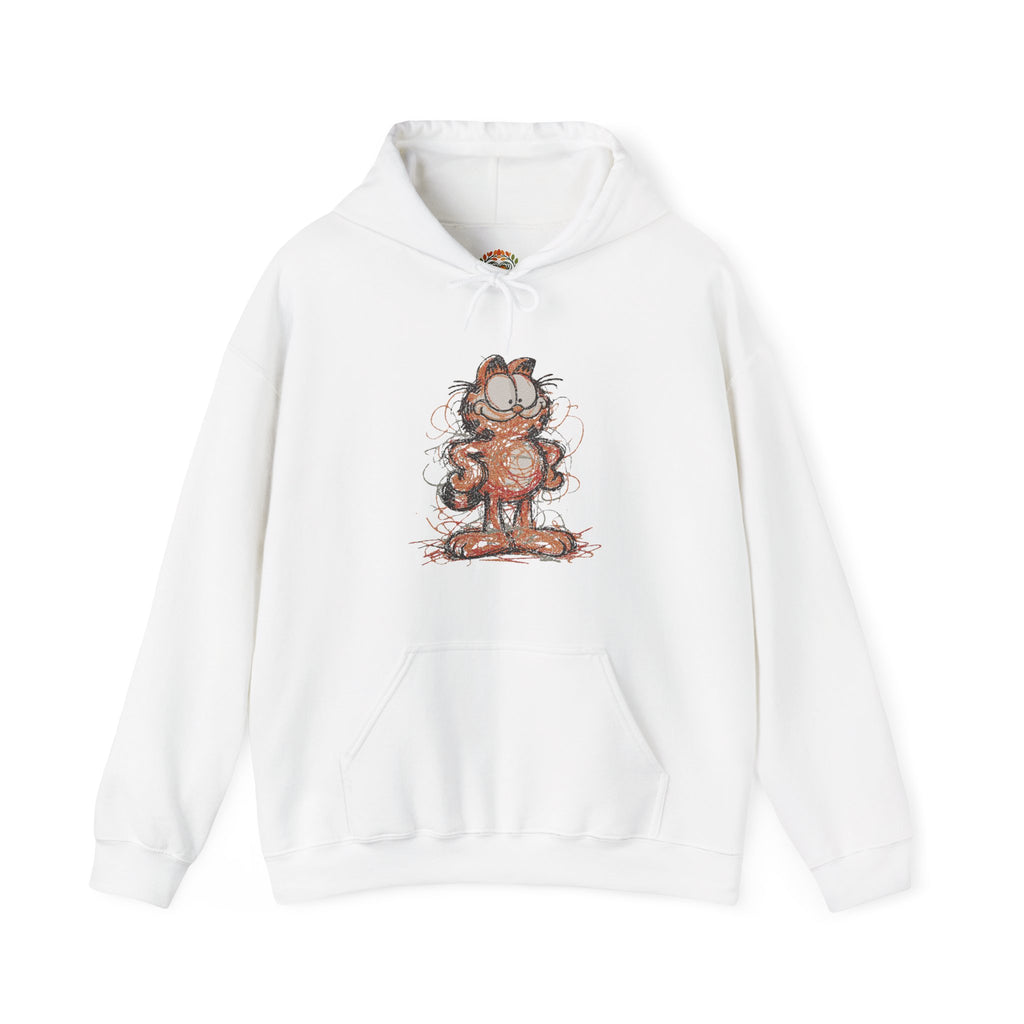 Vintage Cartoon Comic Sketchy Garfield Scribble Cat Embroidery Hoodie | Sweatshirt | T-shirt
