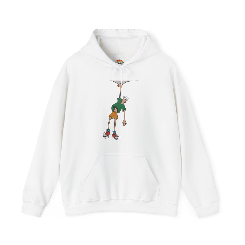 Man Hanging Mountain Cartoon Climber Embroidery Hoodie | Sweatshirt | T-shirt