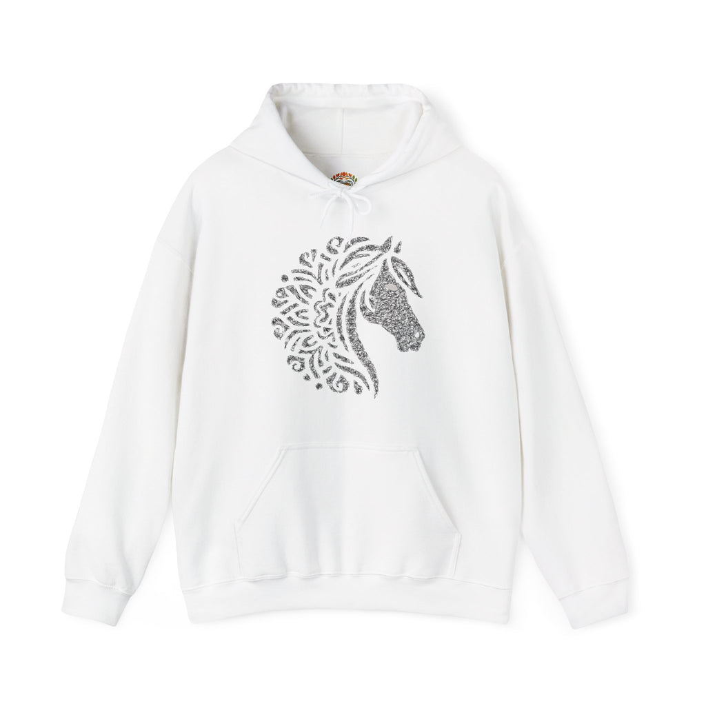 Abstract Stallion Floral Mandala Horse Head | Boho Equestrian Embroidery Hoodie | Sweatshirt