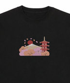 Chureito Fuji Pagoda Landscape | Embroidered 300GSM Organic Cotton T shirt