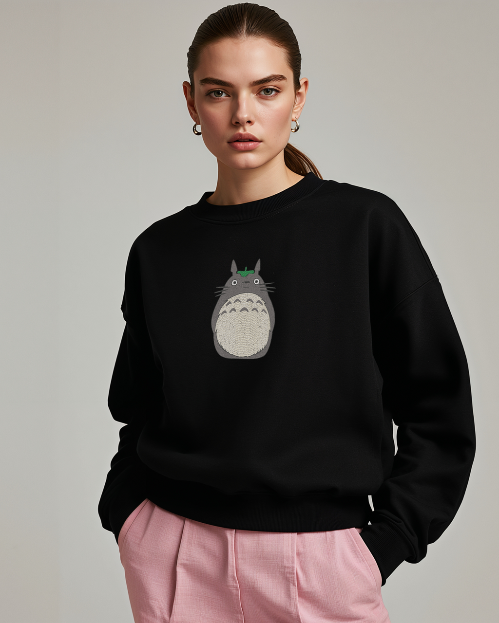 Ghibli Totoro Forest Spirit Embroidery Hoodie | Sweatshirt