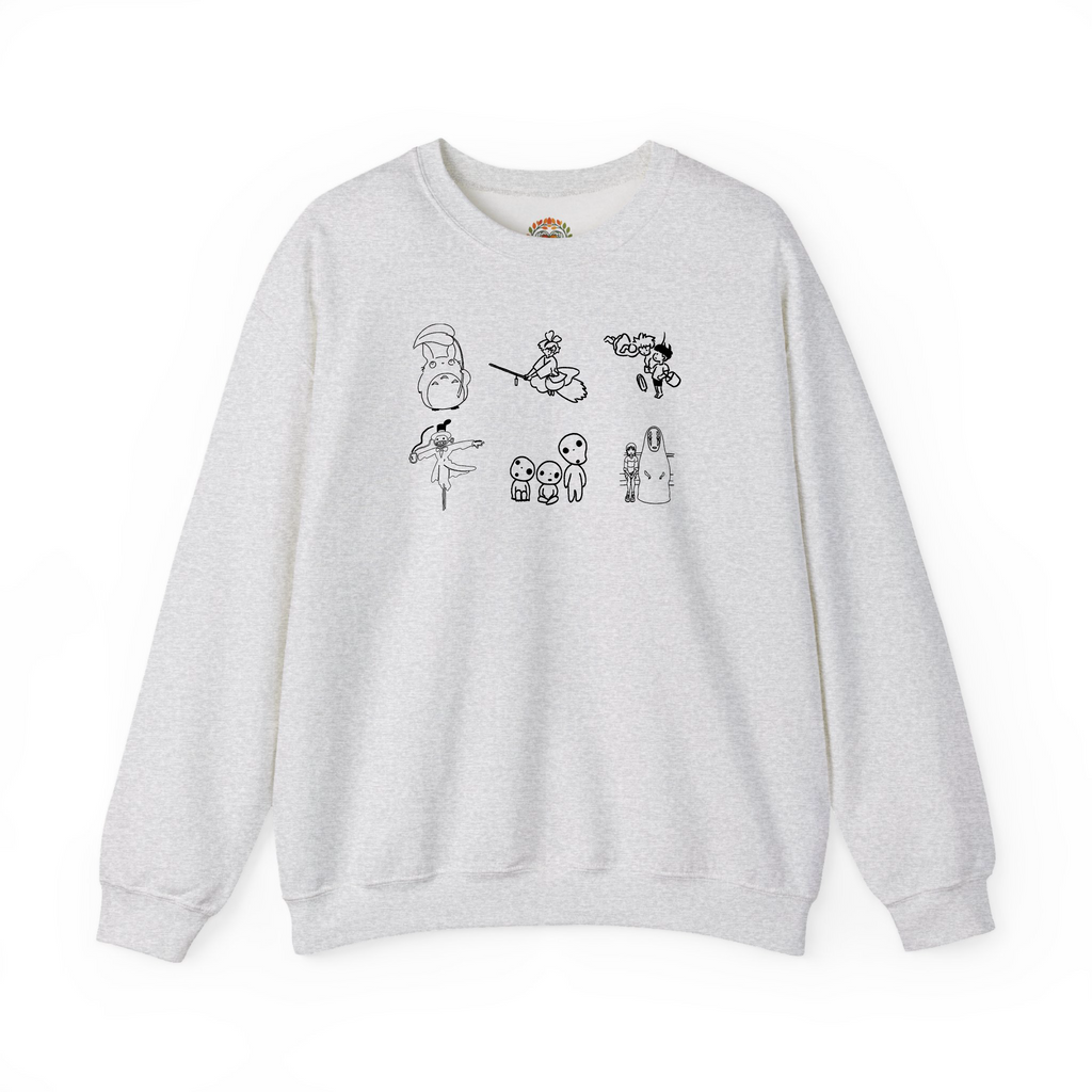 Sudadera con capucha bordada con arte lineal inspirado en Ghibli | Sudadera | Camiseta