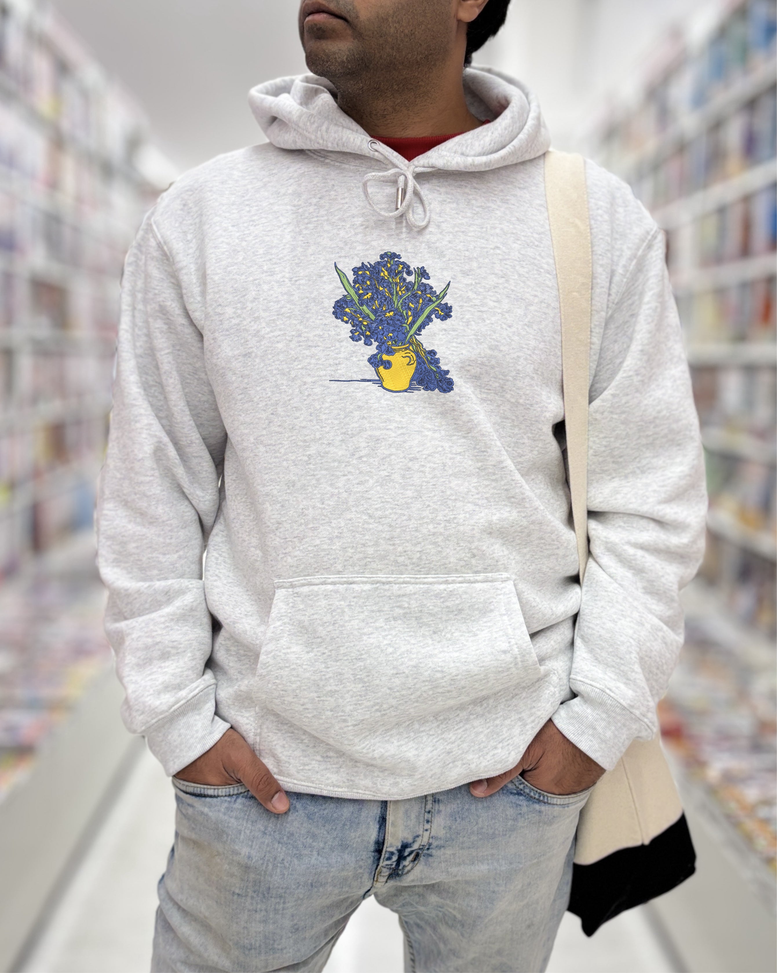 Embroidered Vincent Van Gogh Iris vase Heavyweight Hoodie and Sweatshirt