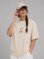 Bunny & Robin Embroidered 250 GSM Organic Cotton T shirt | Adults and Kids Matching Set