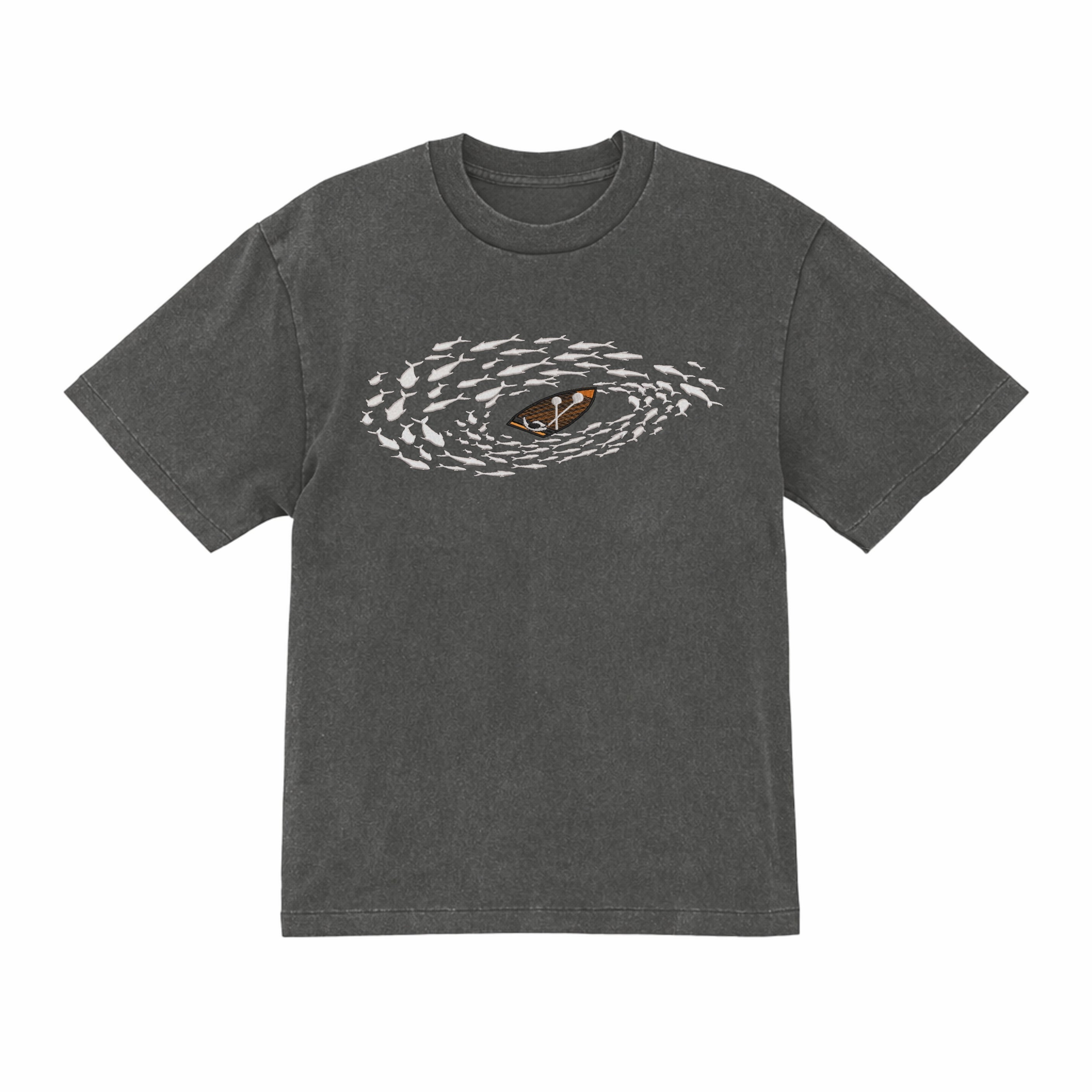 Boat Fishing Embroidered Cotton T shirt