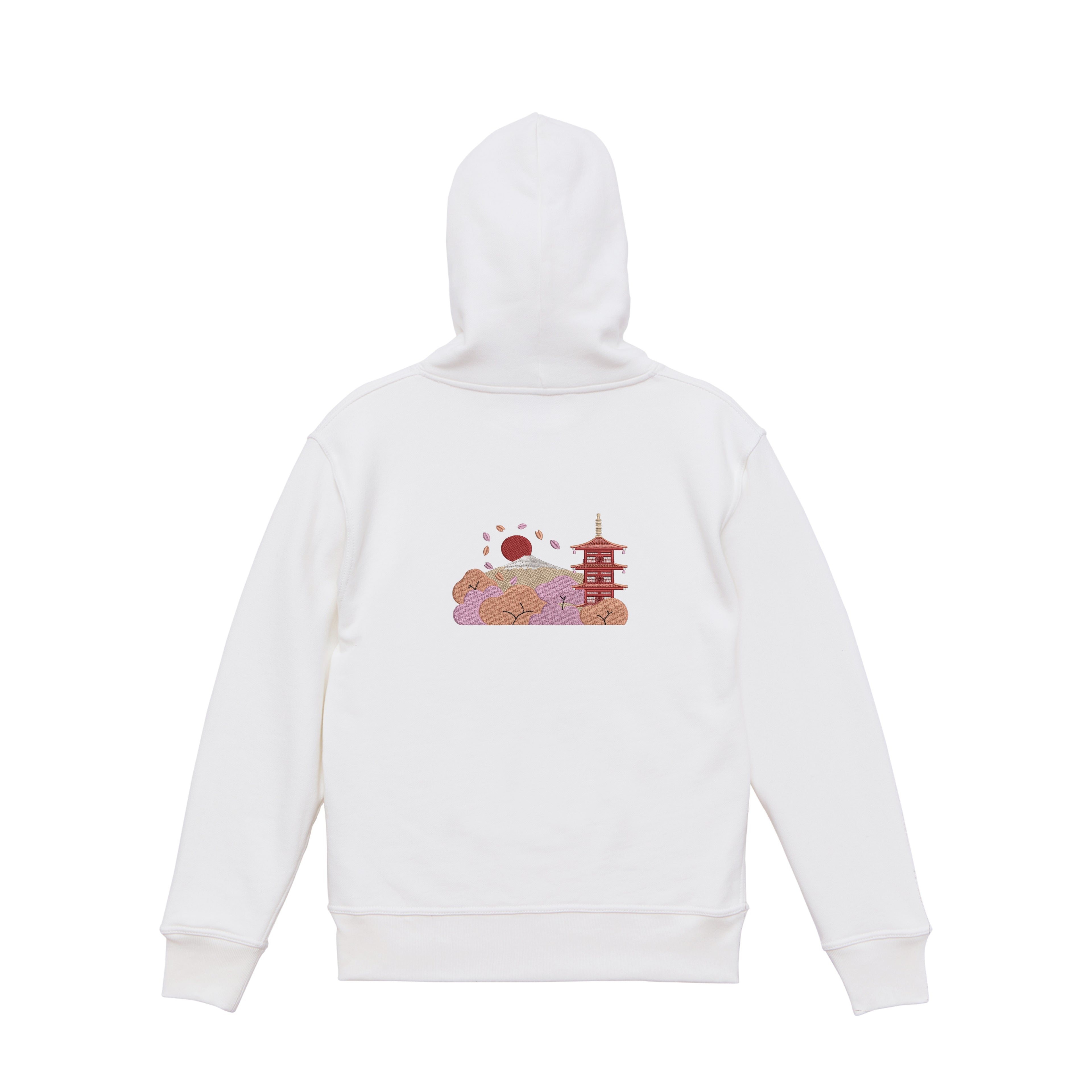 Golden Bonsai Chureito Fuji Pagoda Landscape | Embroidered 450GSM Heavyweight Dual Zip Hoodie