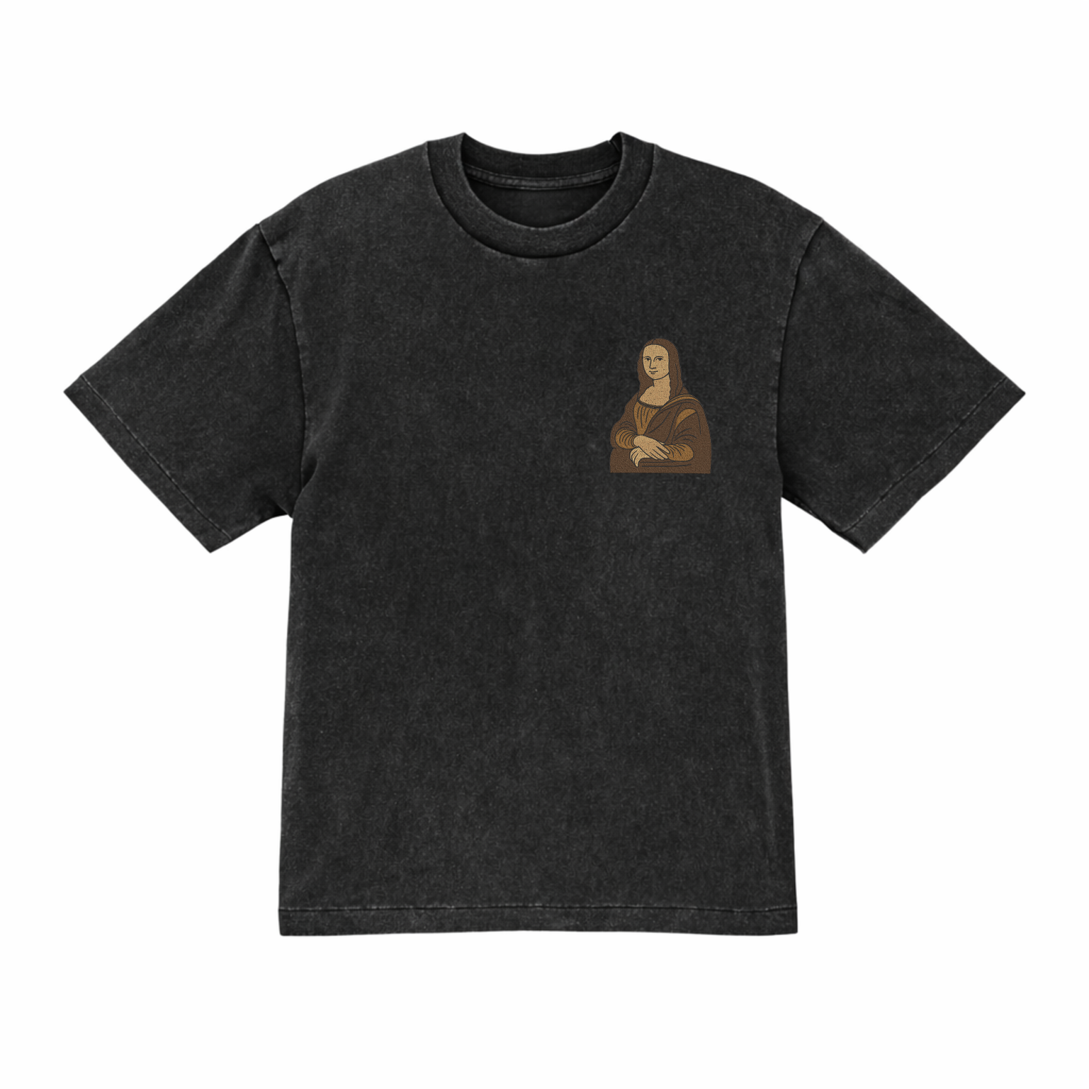 Mona Lisa Leonardo Da Vinci Premium Cotton Heavyweight Embroidered T shirt