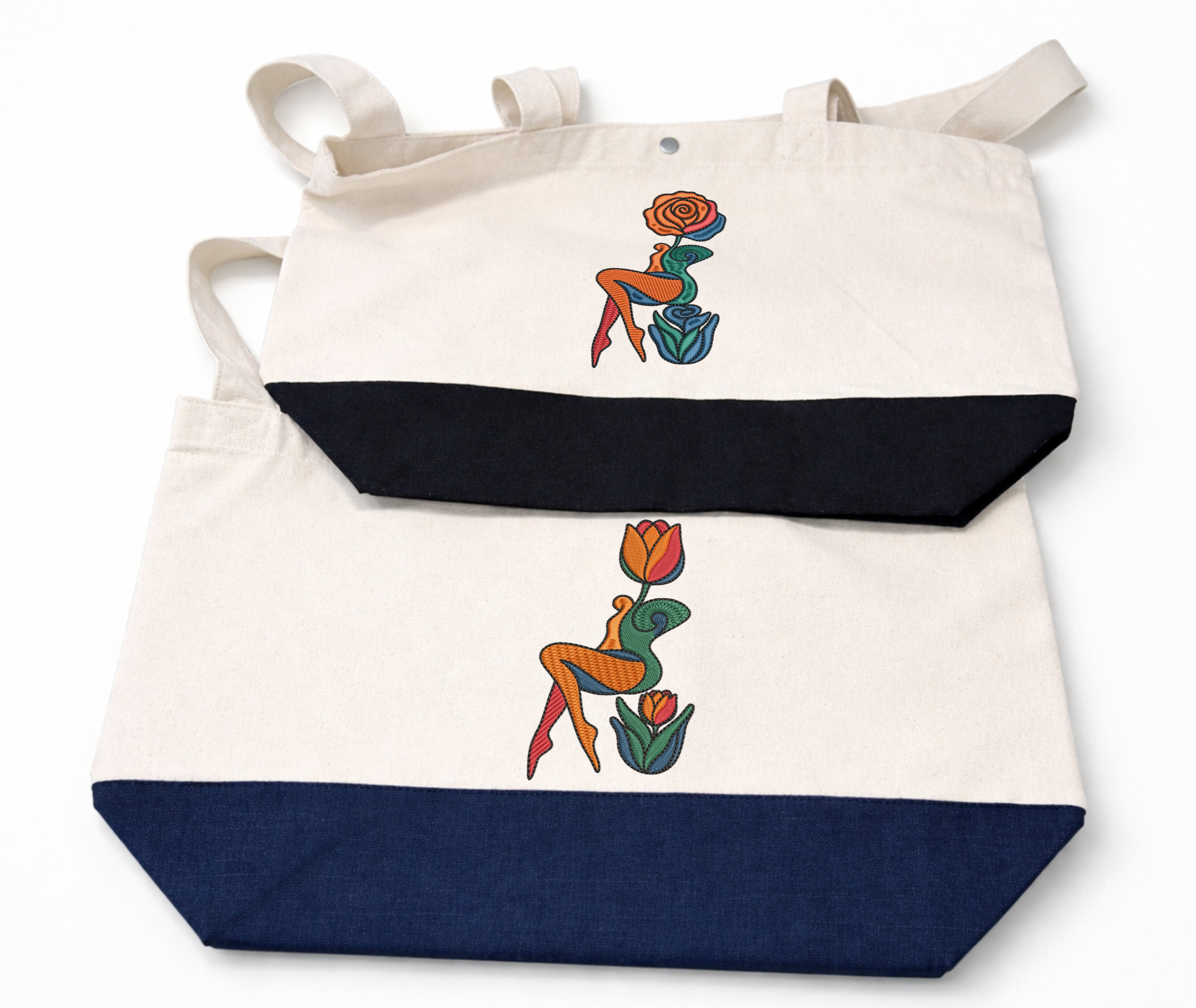 Bolso tote bordado mural "Mujer Tulipán Abstracta" 17L