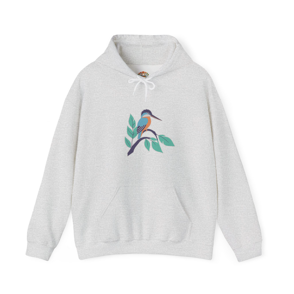 Kingfisher Bird Embroidery Hoodie | Sweatshirt | T-shirt