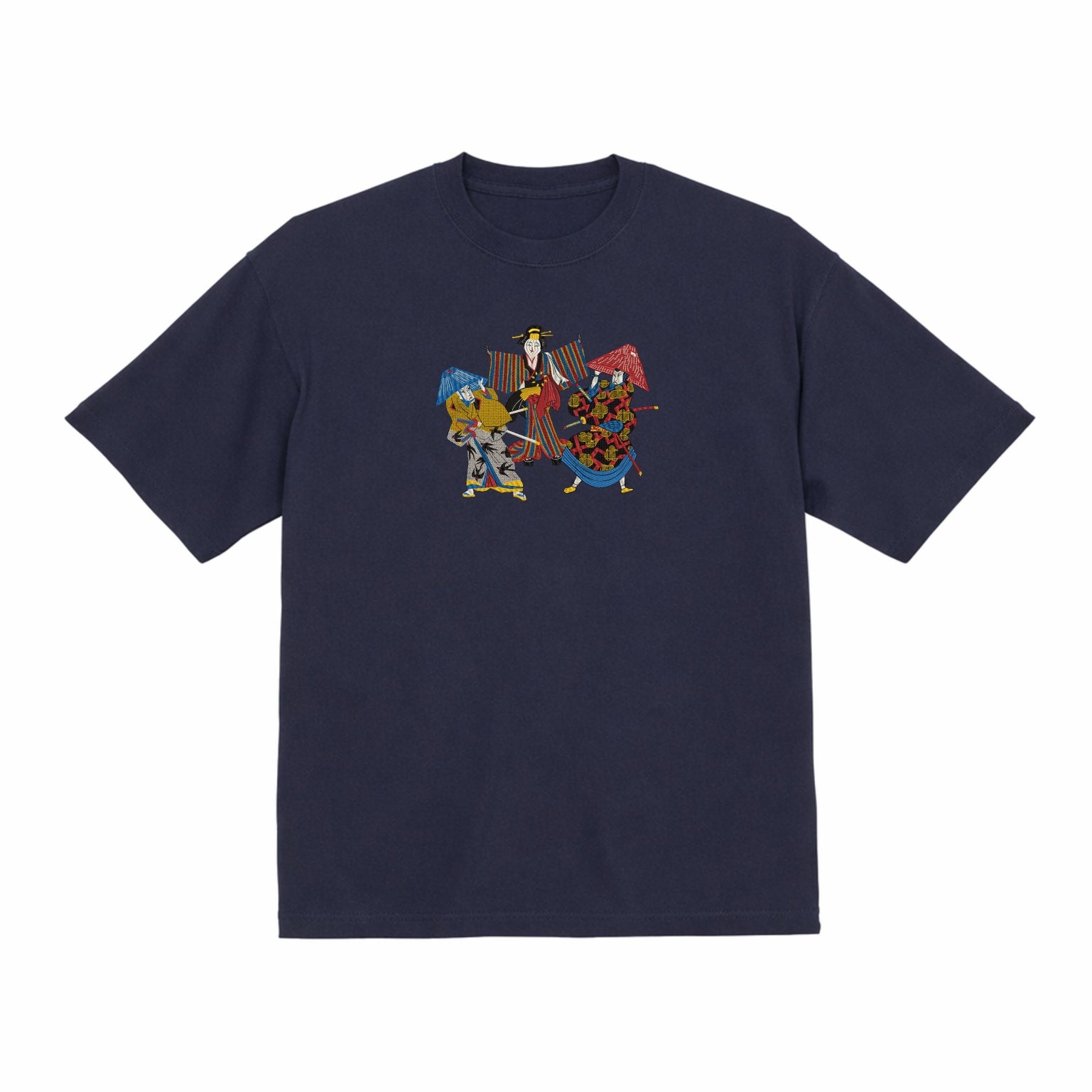 Embroidered Geisha Kabuki Japanese Streetwear Cotton Heavyweight T shirt