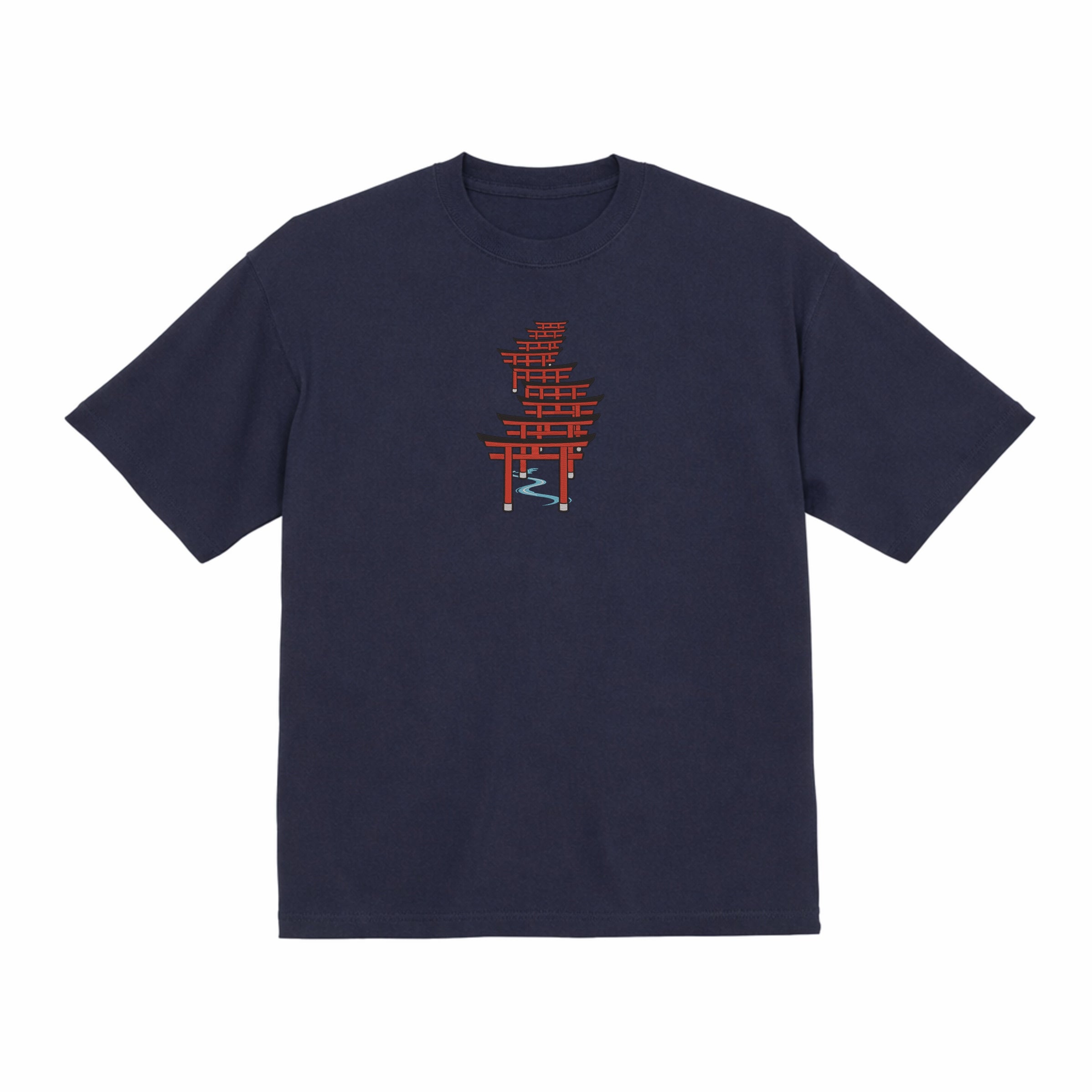 Japanese Torii Gate Premium Cotton Heavyweight Embroidered T shirt