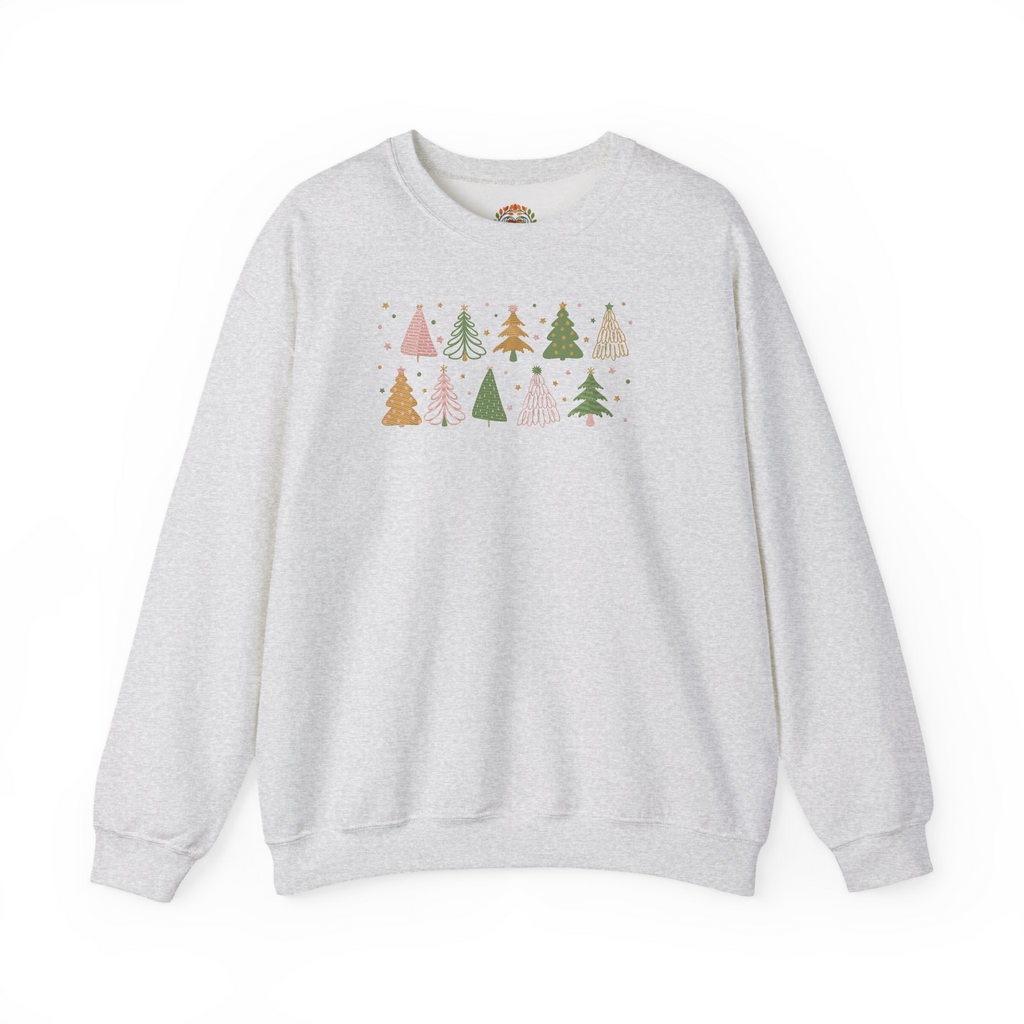 Colorful Decorative Christmas Trees Embroidery Hoodie | Sweatshirt