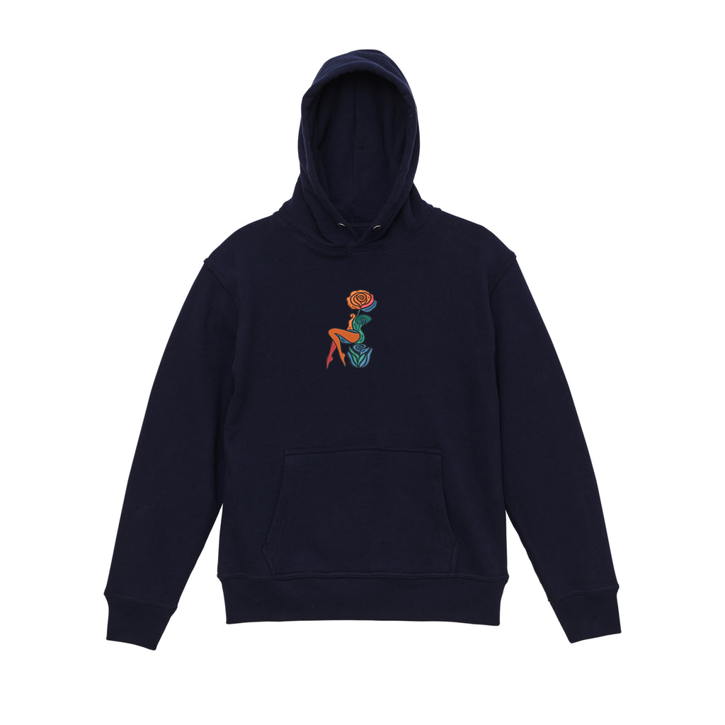 Abstract Rose Lady Mural Embroidered Heavyweight Hoodie and Sweatshirt