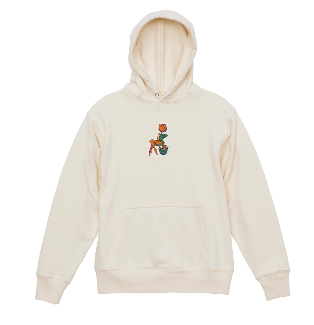 Abstract Tulip Lady Mural Embroidered Heavyweight Hoodie and Sweatshirt