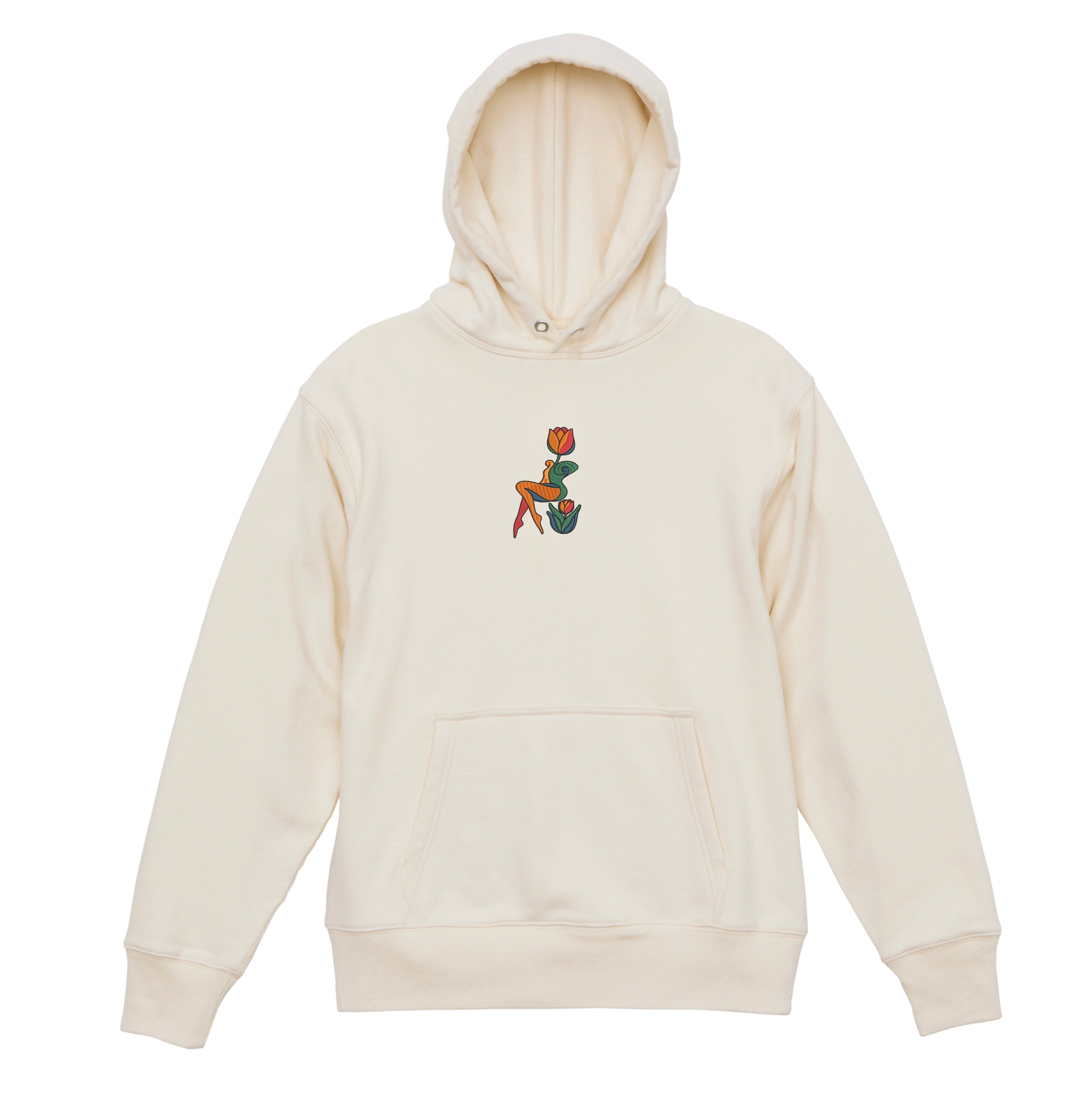 Abstract Tulip Lady Mural Embroidered Heavyweight Hoodie and Sweatshirt
