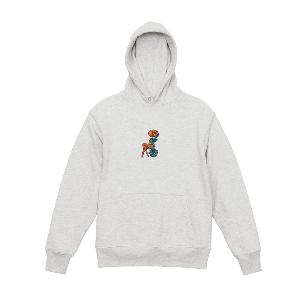Abstract Rose Lady Mural Embroidered Heavyweight Hoodie and Sweatshirt
