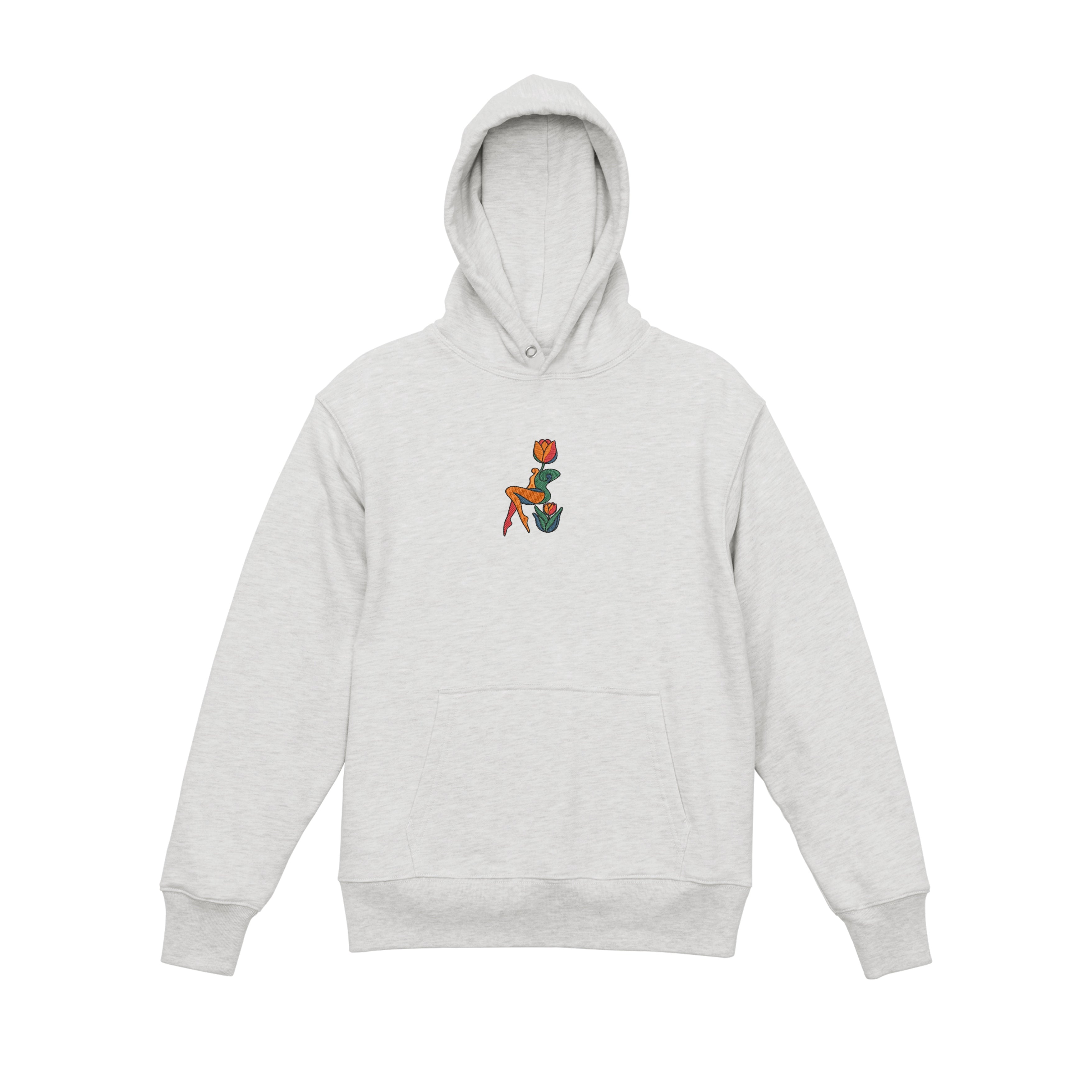 Abstract Tulip Lady Mural Embroidered Heavyweight Hoodie and Sweatshirt